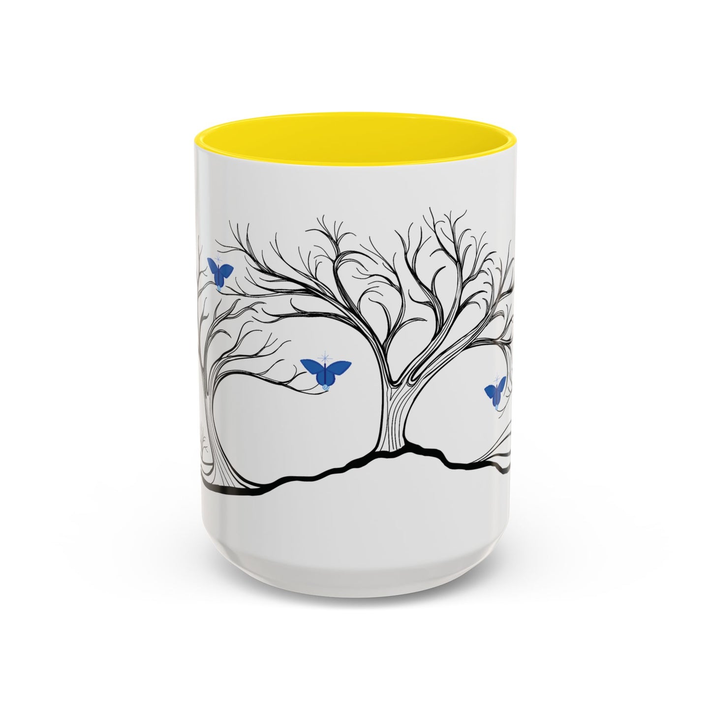 "Relaxing", IMAGINE™ Series, Hand-Drawn Art Print, White Ceramic Accent Mug—6 of 7 Butterfly Graces Collection—15 oz or 11 oz