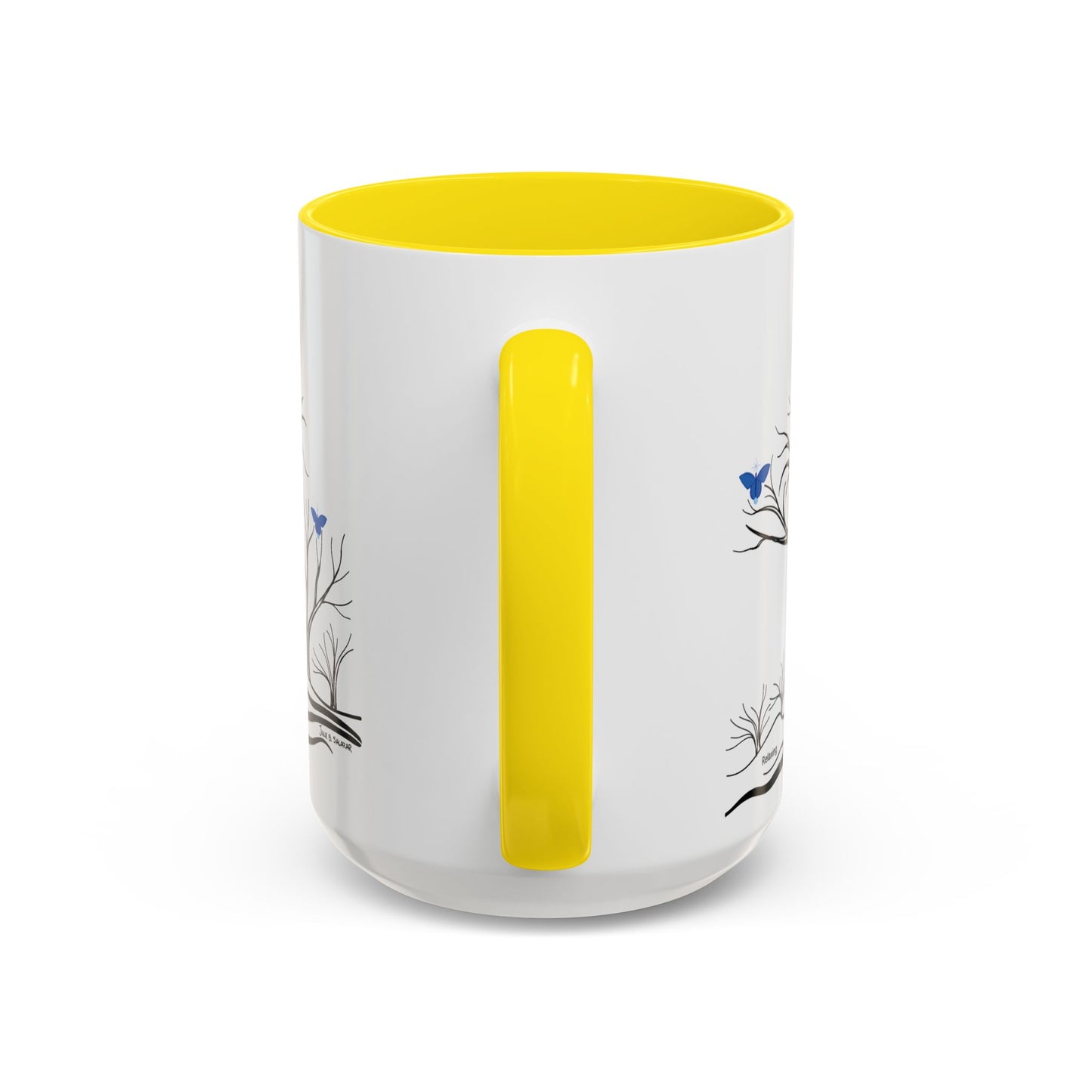 "Relaxing", IMAGINE™ Series, Hand-Drawn Art Print, White Ceramic Accent Mug—6 of 7 Butterfly Graces Collection—15 oz or 11 oz
