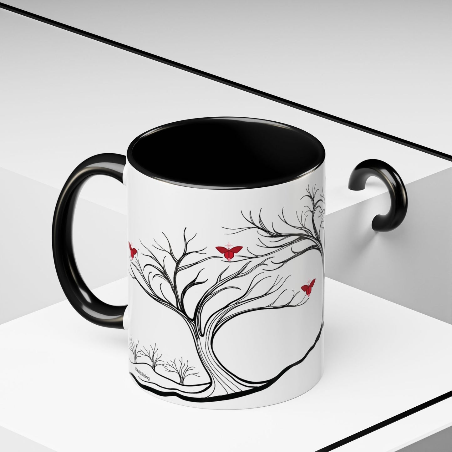 "Revitalizing", IMAGINE™ Series, Hand-Drawn Art Print, White Ceramic Accent Mug—1 of 7 Butterfly Graces Collection—15 oz or 11 oz