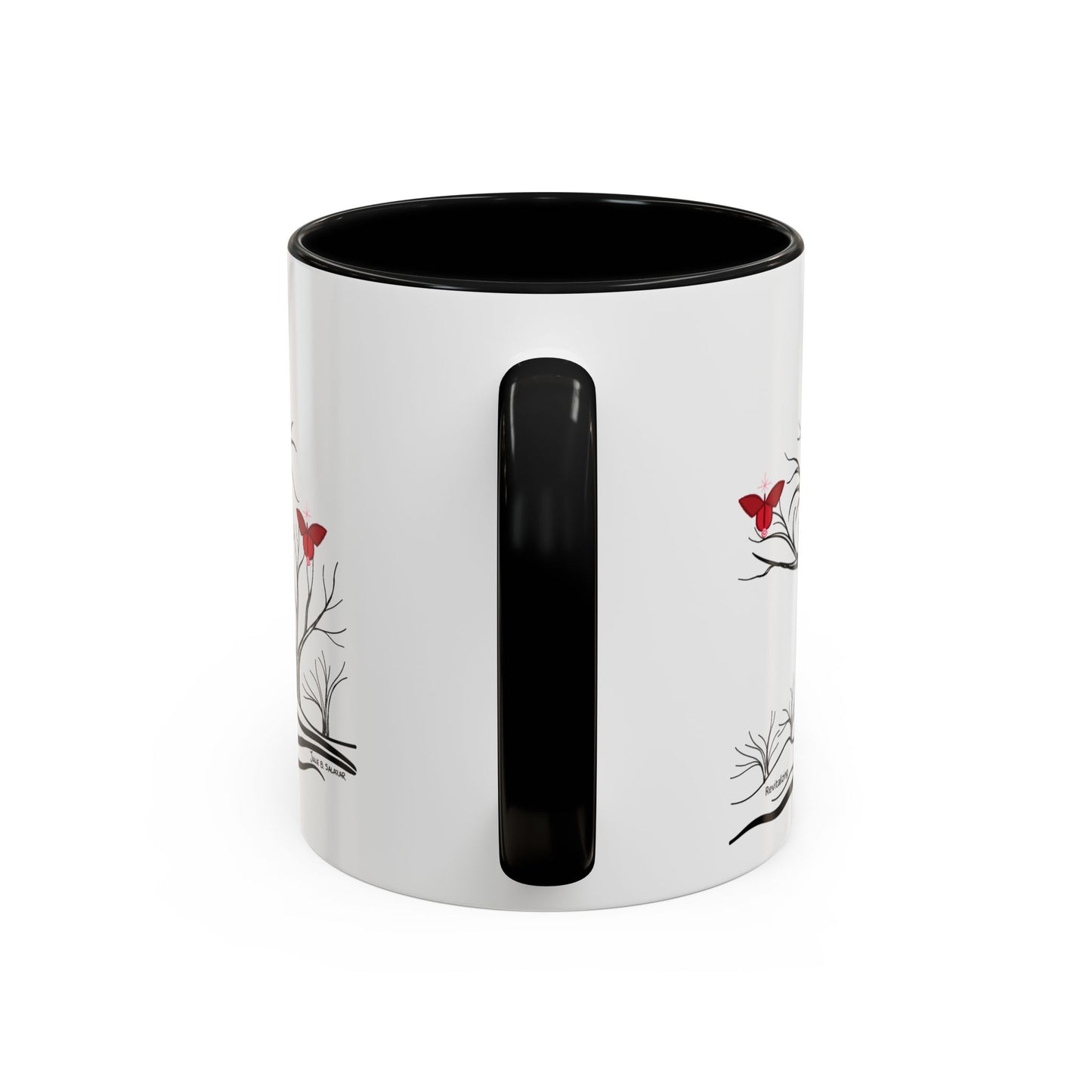 "Revitalizing", IMAGINE™ Series, Hand-Drawn Art Print, White Ceramic Accent Mug—1 of 7 Butterfly Graces Collection—15 oz or 11 oz