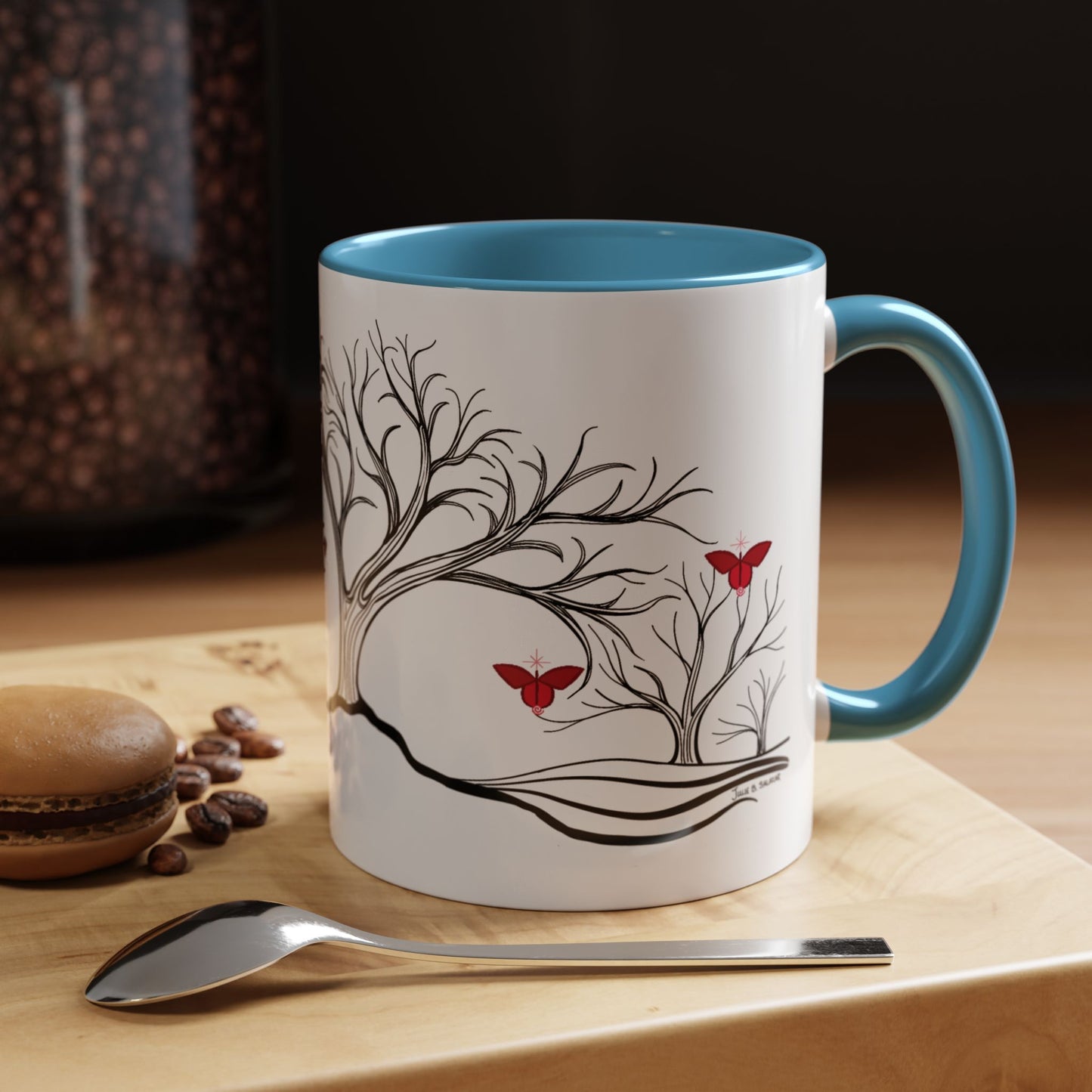 "Revitalizing", IMAGINE™ Series, Hand-Drawn Art Print, White Ceramic Accent Mug—1 of 7 Butterfly Graces Collection—15 oz or 11 oz