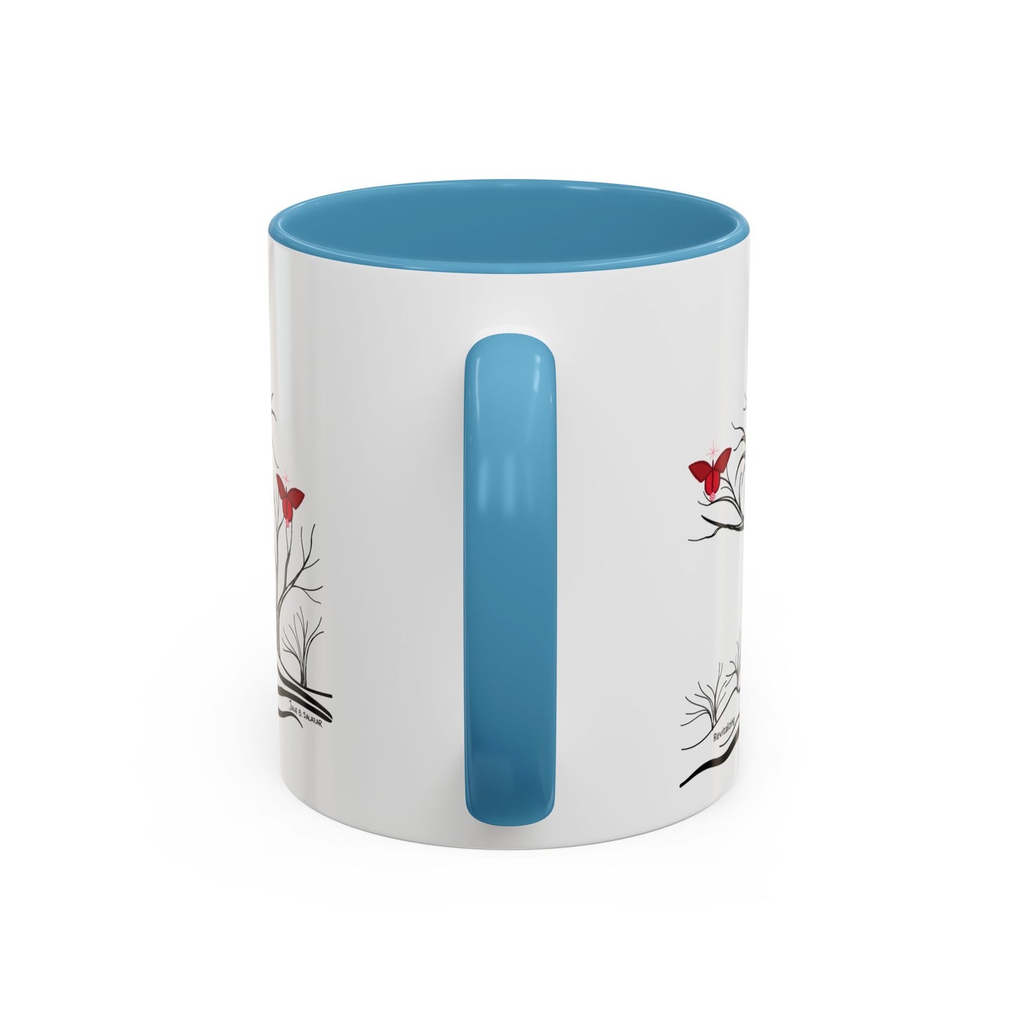 "Revitalizing", IMAGINE™ Series, Hand-Drawn Art Print, White Ceramic Accent Mug—1 of 7 Butterfly Graces Collection—15 oz or 11 oz