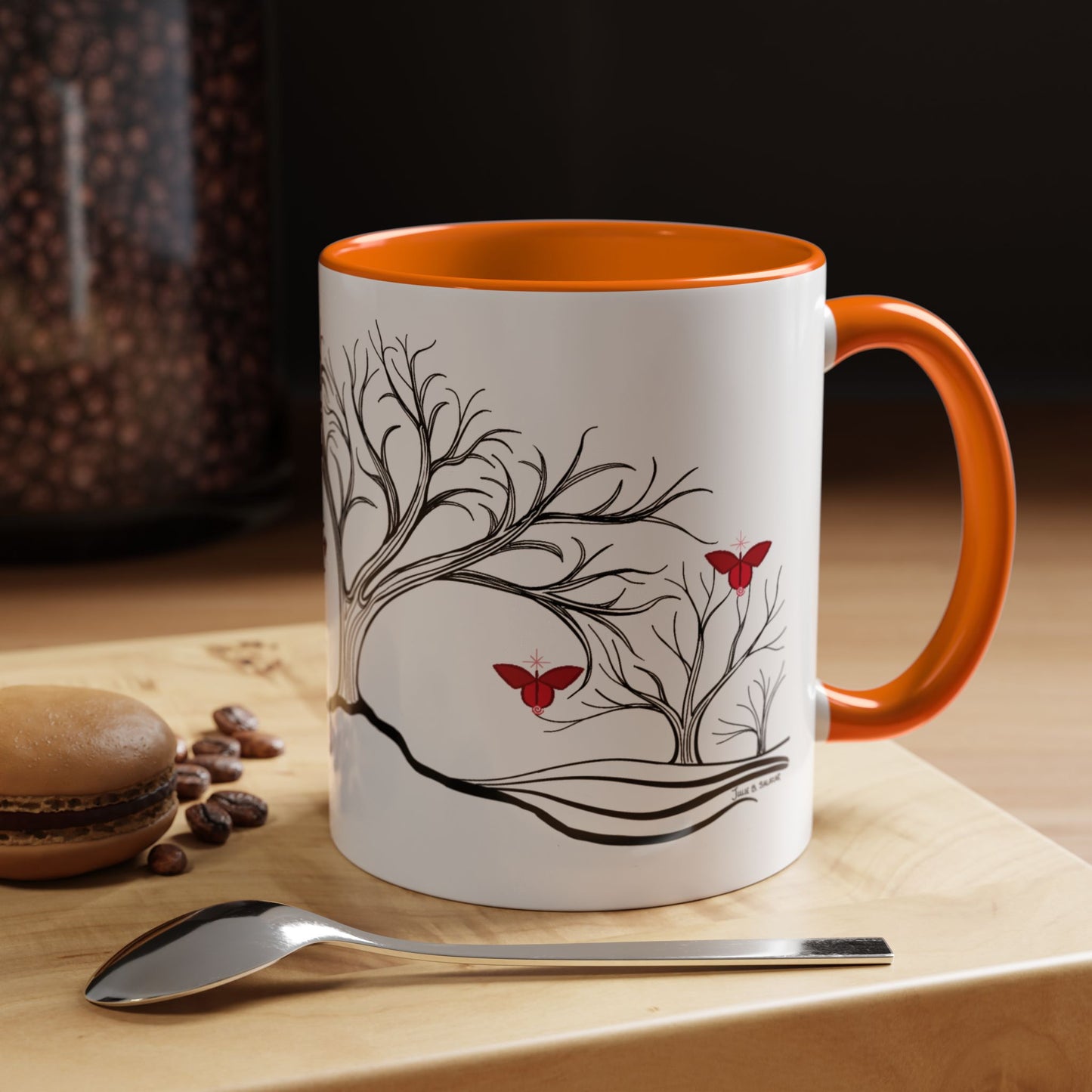 "Revitalizing", IMAGINE™ Series, Hand-Drawn Art Print, White Ceramic Accent Mug—1 of 7 Butterfly Graces Collection—15 oz or 11 oz