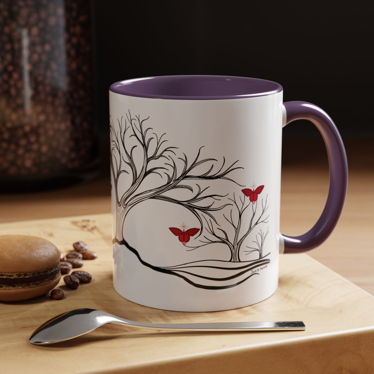 "Revitalizing", IMAGINE™ Series, Hand-Drawn Art Print, White Ceramic Accent Mug—1 of 7 Butterfly Graces Collection—15 oz or 11 oz