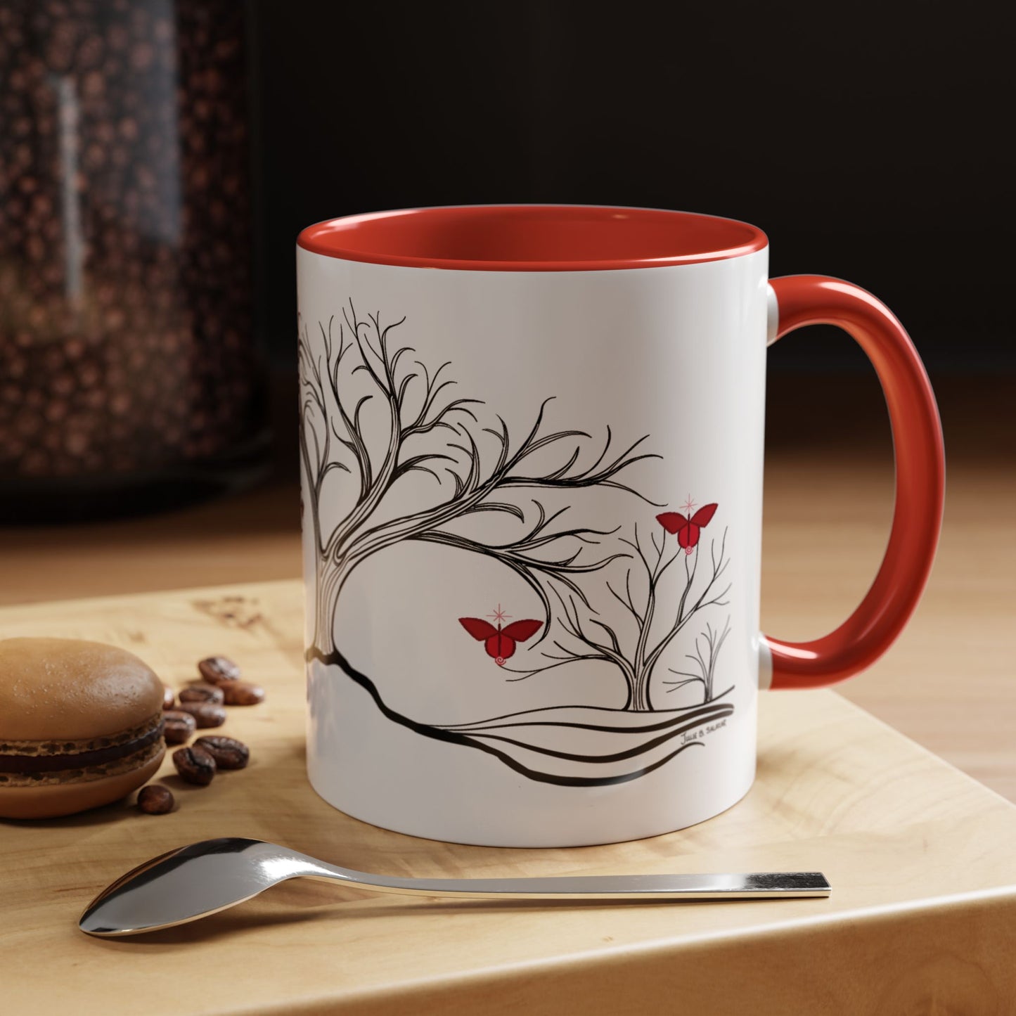"Revitalizing", IMAGINE™ Series, Hand-Drawn Art Print, White Ceramic Accent Mug—1 of 7 Butterfly Graces Collection—15 oz or 11 oz