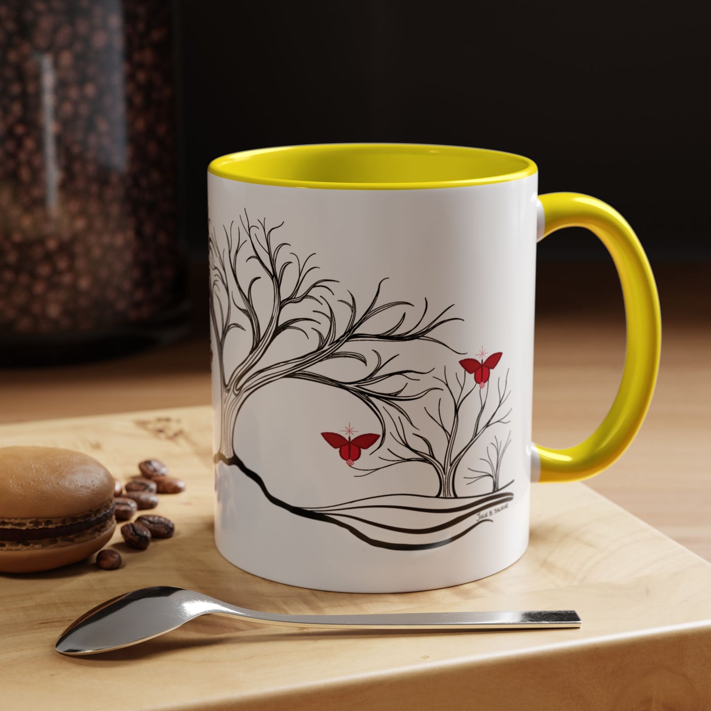 "Revitalizing", IMAGINE™ Series, Hand-Drawn Art Print, White Ceramic Accent Mug—1 of 7 Butterfly Graces Collection—15 oz or 11 oz