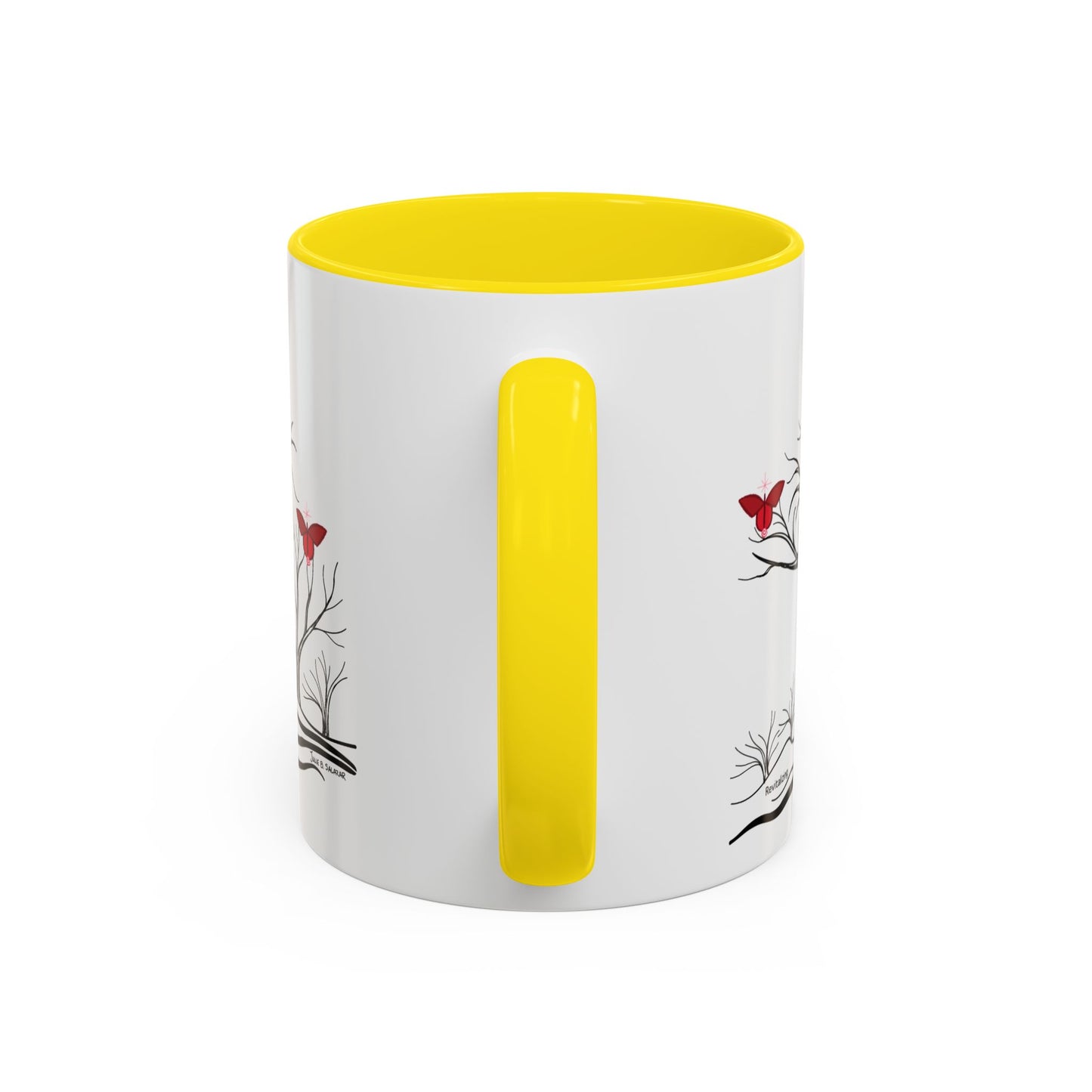 "Revitalizing", IMAGINE™ Series, Hand-Drawn Art Print, White Ceramic Accent Mug—1 of 7 Butterfly Graces Collection—15 oz or 11 oz