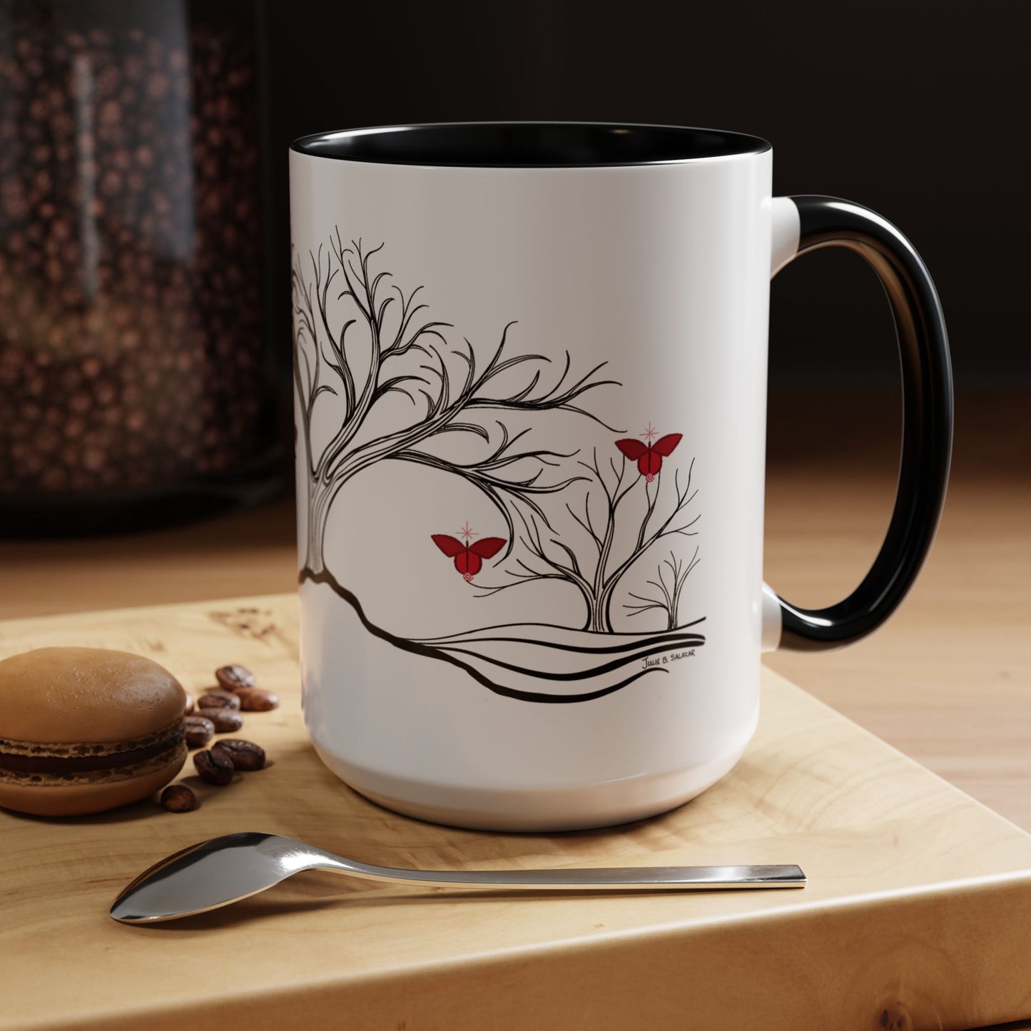 "Revitalizing", IMAGINE™ Series, Hand-Drawn Art Print, White Ceramic Accent Mug—1 of 7 Butterfly Graces Collection—15 oz or 11 oz