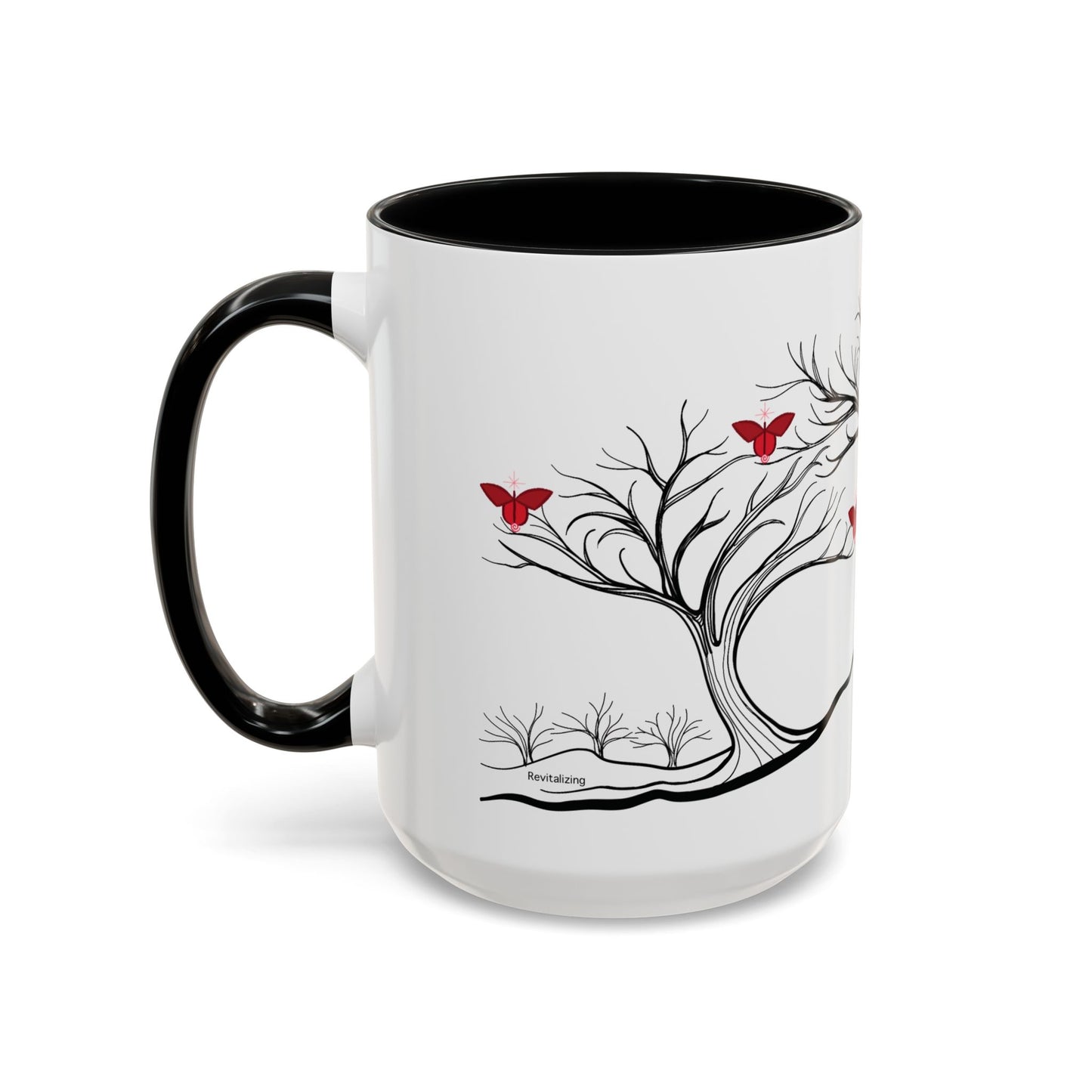 "Revitalizing", IMAGINE™ Series, Hand-Drawn Art Print, White Ceramic Accent Mug—1 of 7 Butterfly Graces Collection—15 oz or 11 oz