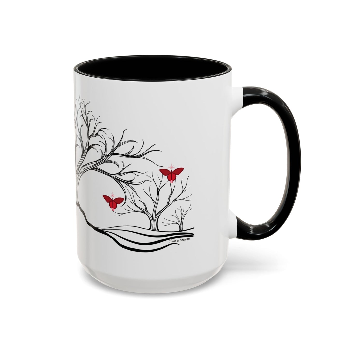 "Revitalizing", IMAGINE™ Series, Hand-Drawn Art Print, White Ceramic Accent Mug—1 of 7 Butterfly Graces Collection—15 oz or 11 oz