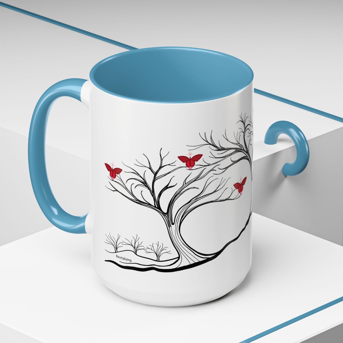 "Revitalizing", IMAGINE™ Series, Hand-Drawn Art Print, White Ceramic Accent Mug—1 of 7 Butterfly Graces Collection—15 oz or 11 oz