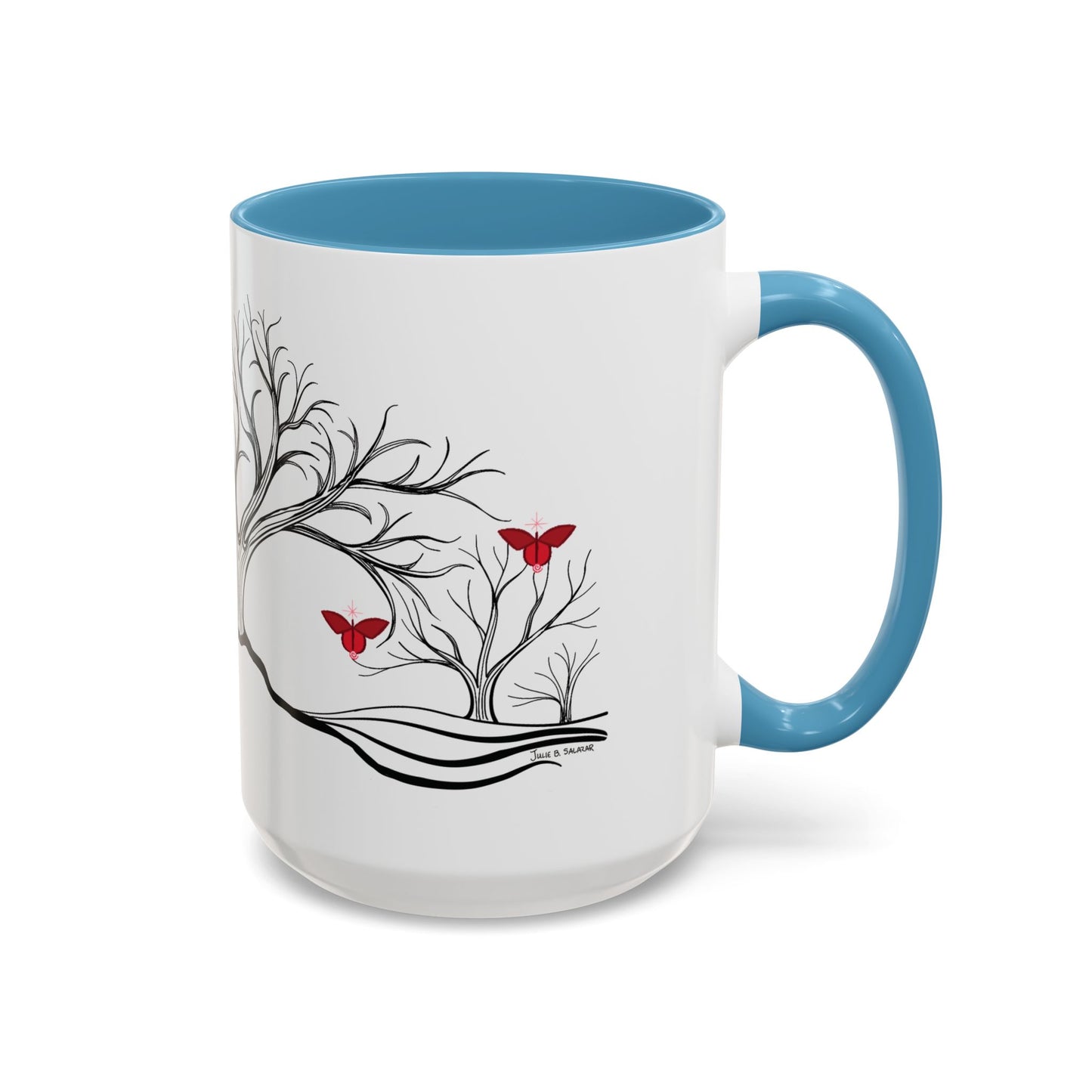 "Revitalizing", IMAGINE™ Series, Hand-Drawn Art Print, White Ceramic Accent Mug—1 of 7 Butterfly Graces Collection—15 oz or 11 oz