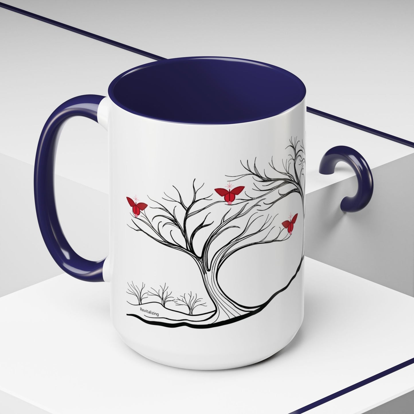 "Revitalizing", IMAGINE™ Series, Hand-Drawn Art Print, White Ceramic Accent Mug—1 of 7 Butterfly Graces Collection—15 oz or 11 oz