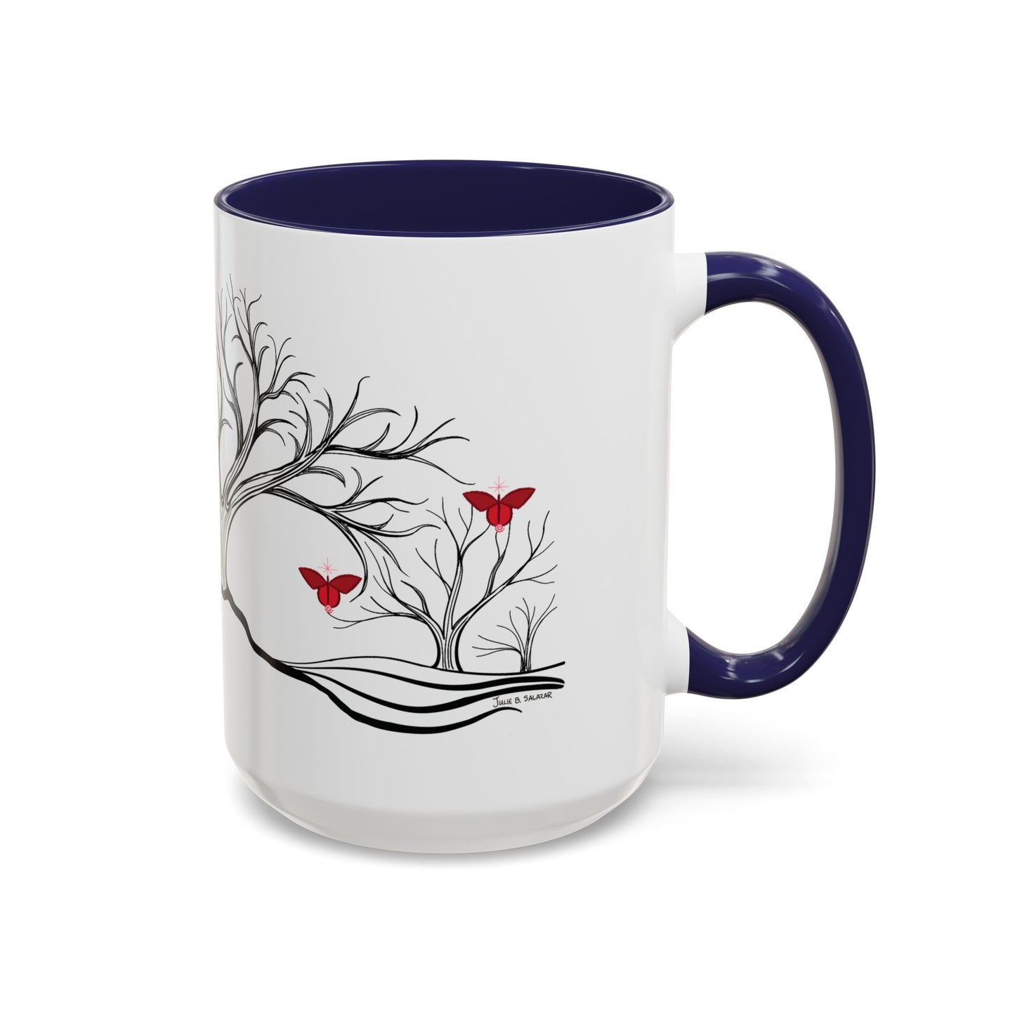 "Revitalizing", IMAGINE™ Series, Hand-Drawn Art Print, White Ceramic Accent Mug—1 of 7 Butterfly Graces Collection—15 oz or 11 oz