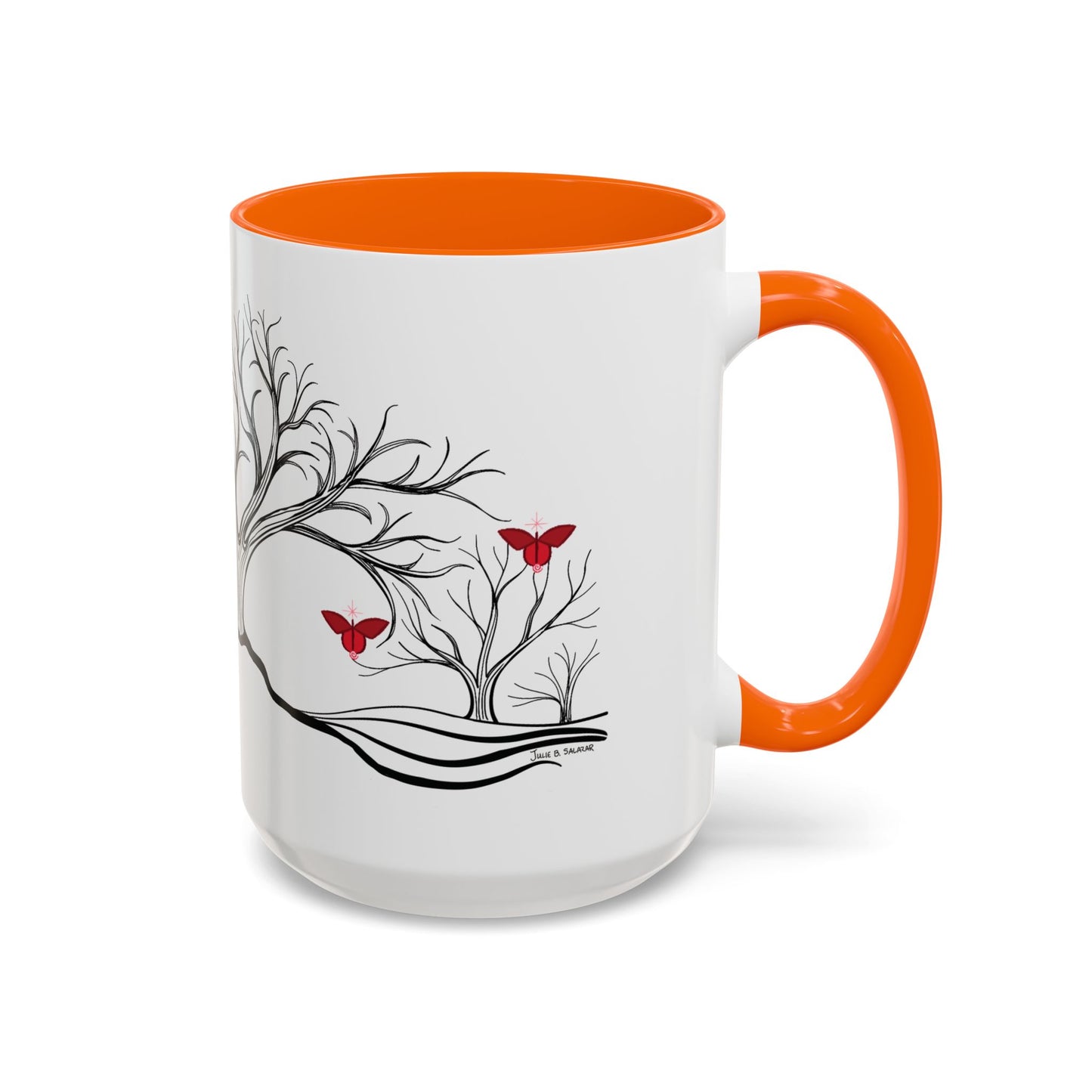 "Revitalizing", IMAGINE™ Series, Hand-Drawn Art Print, White Ceramic Accent Mug—1 of 7 Butterfly Graces Collection—15 oz or 11 oz