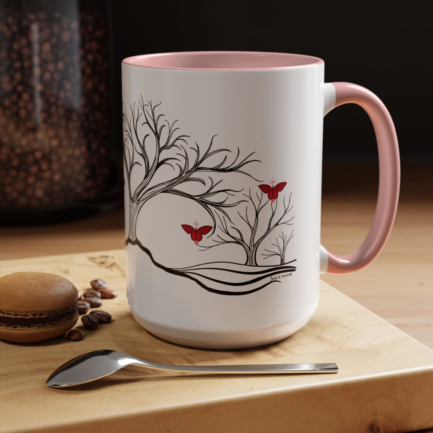"Revitalizing", IMAGINE™ Series, Hand-Drawn Art Print, White Ceramic Accent Mug—1 of 7 Butterfly Graces Collection—15 oz or 11 oz