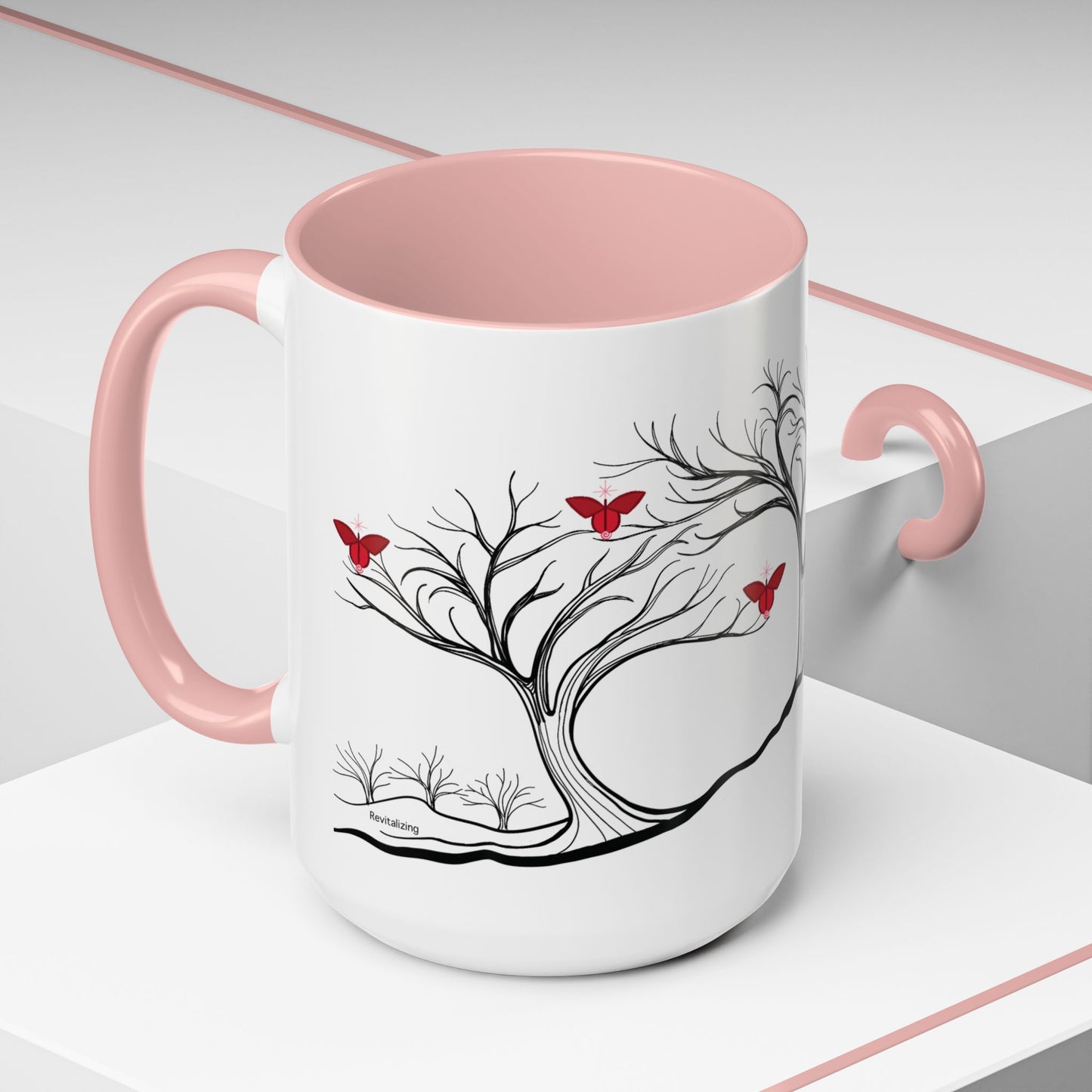 "Revitalizing", IMAGINE™ Series, Hand-Drawn Art Print, White Ceramic Accent Mug—1 of 7 Butterfly Graces Collection—15 oz or 11 oz