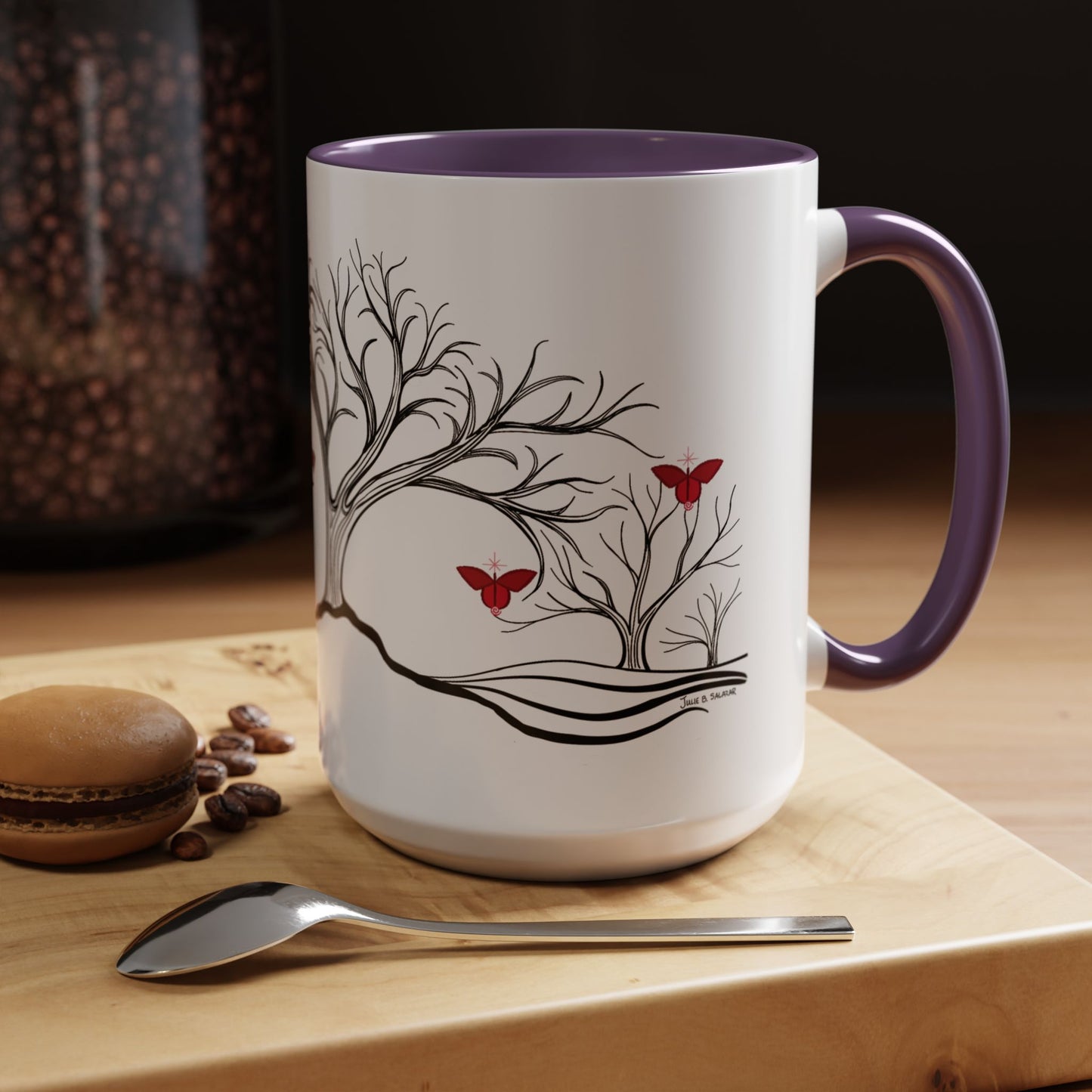 "Revitalizing", IMAGINE™ Series, Hand-Drawn Art Print, White Ceramic Accent Mug—1 of 7 Butterfly Graces Collection—15 oz or 11 oz