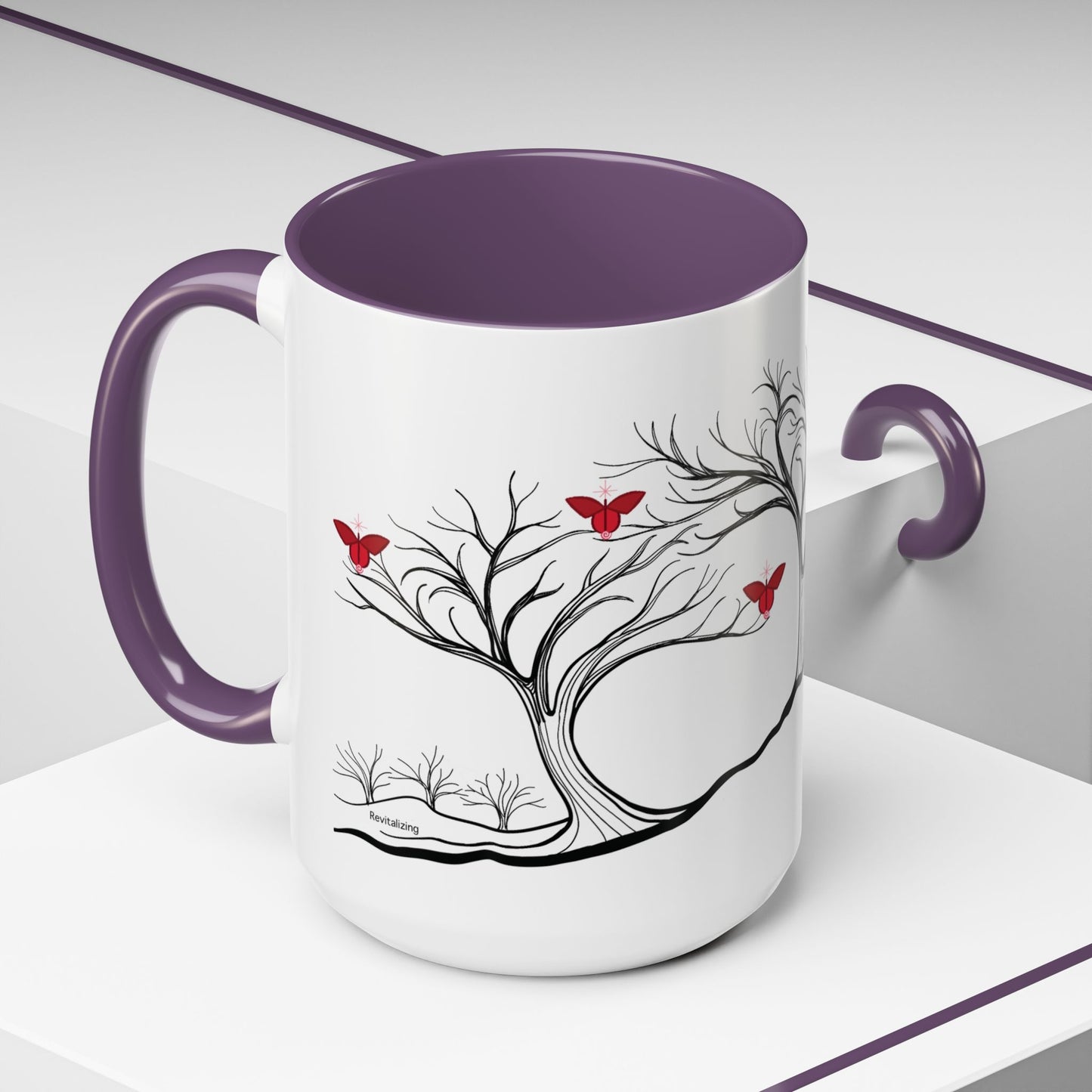 "Revitalizing", IMAGINE™ Series, Hand-Drawn Art Print, White Ceramic Accent Mug—1 of 7 Butterfly Graces Collection—15 oz or 11 oz