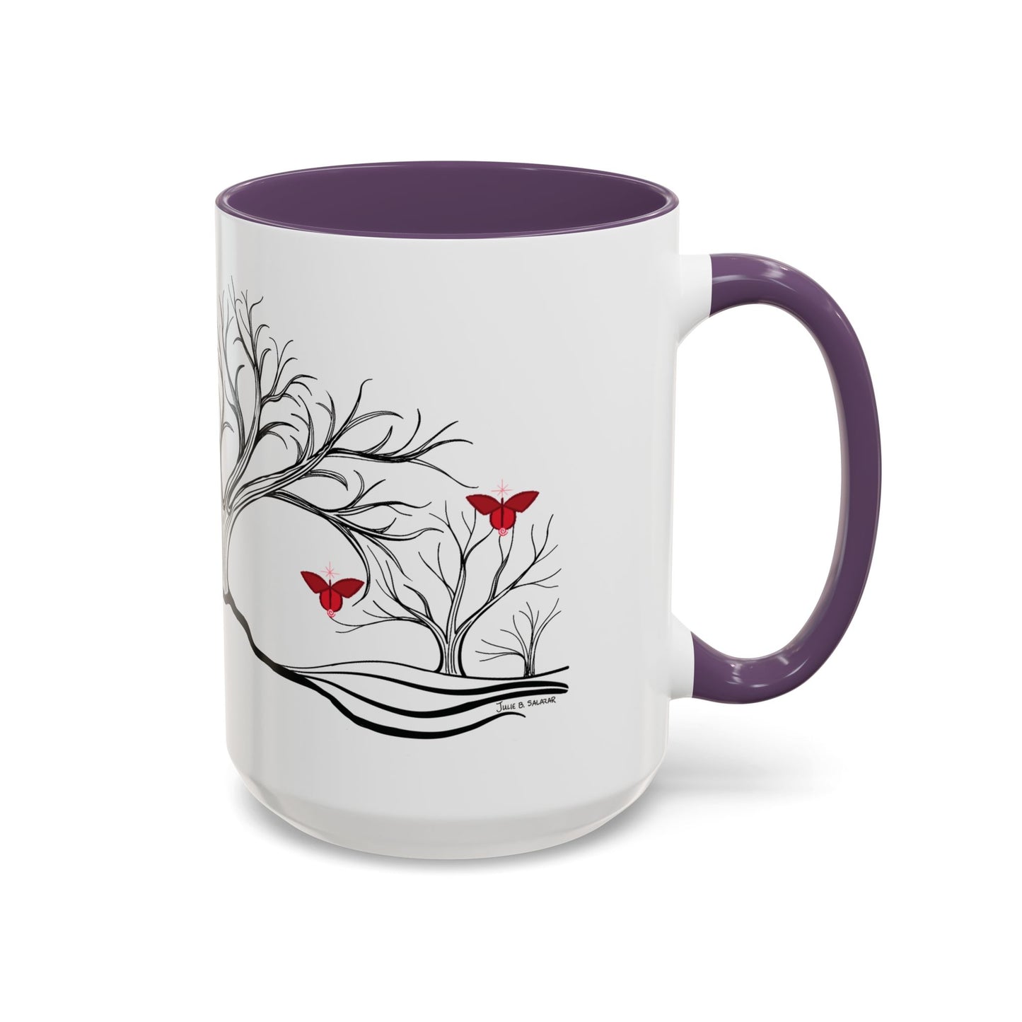 "Revitalizing", IMAGINE™ Series, Hand-Drawn Art Print, White Ceramic Accent Mug—1 of 7 Butterfly Graces Collection—15 oz or 11 oz