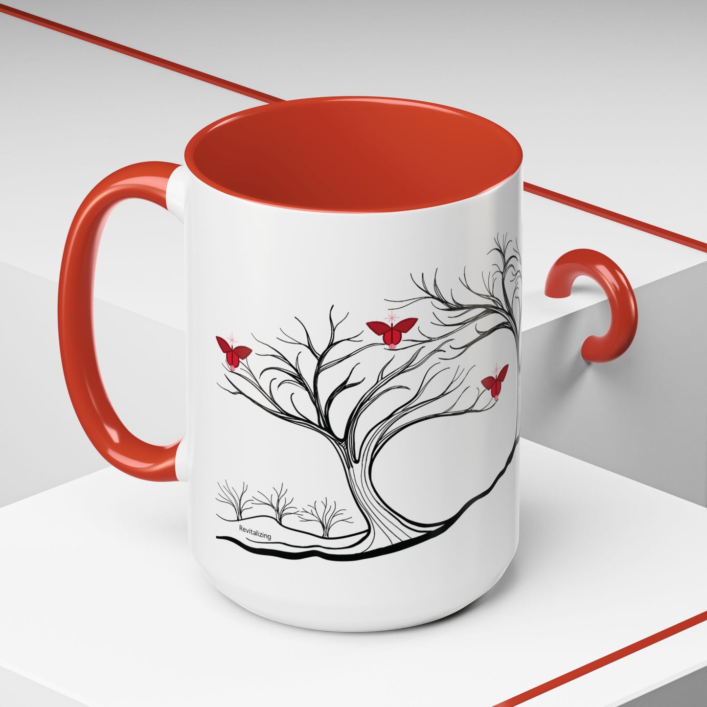 "Revitalizing", IMAGINE™ Series, Hand-Drawn Art Print, White Ceramic Accent Mug—1 of 7 Butterfly Graces Collection—15 oz or 11 oz