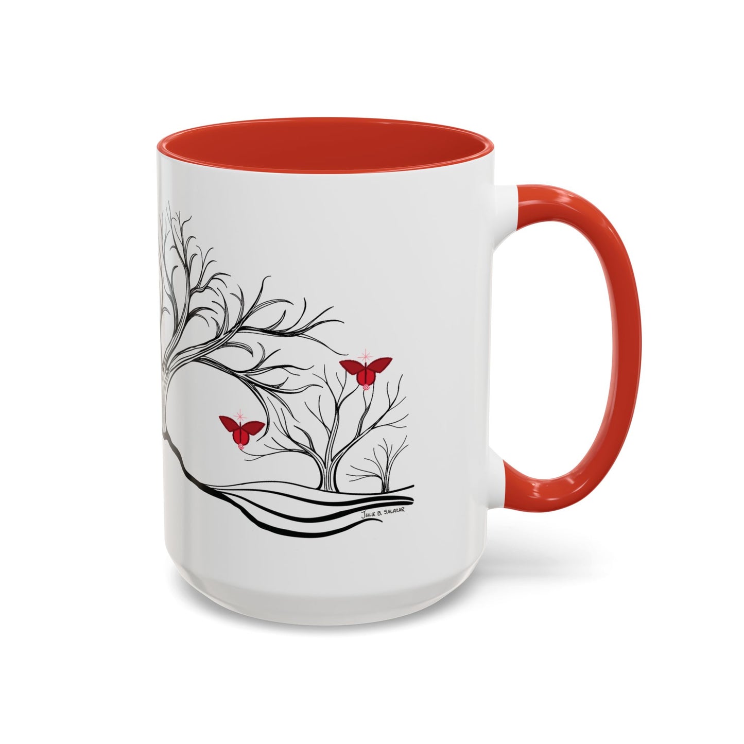 "Revitalizing", IMAGINE™ Series, Hand-Drawn Art Print, White Ceramic Accent Mug—1 of 7 Butterfly Graces Collection—15 oz or 11 oz