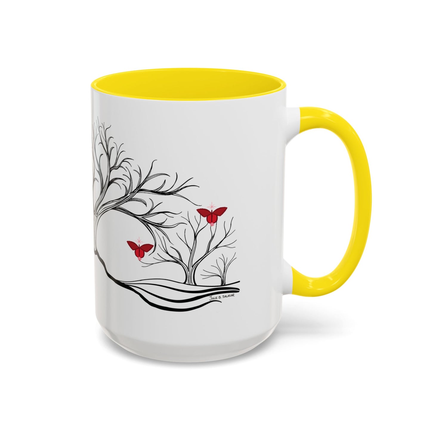 "Revitalizing", IMAGINE™ Series, Hand-Drawn Art Print, White Ceramic Accent Mug—1 of 7 Butterfly Graces Collection—15 oz or 11 oz