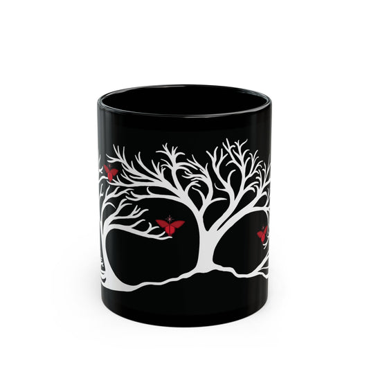 "Revitalizing", IMAGINE™ Series, Hand-Drawn Art Print, Black Ceramic Mug—1 of 7 Butterfly Graces Collection—15 oz or 11 oz
