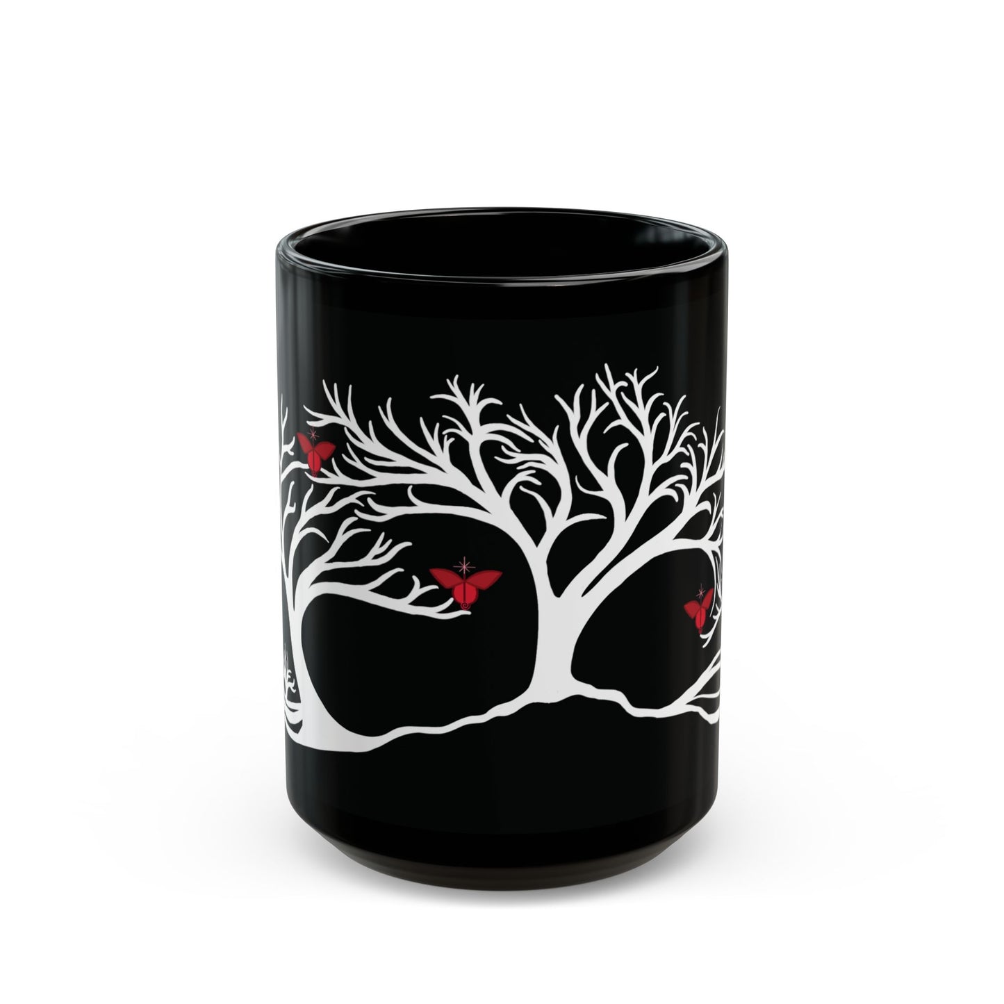 "Revitalizing", IMAGINE™ Series, Hand-Drawn Art Print, Black Ceramic Mug—1 of 7 Butterfly Graces Collection—15 oz or 11 oz