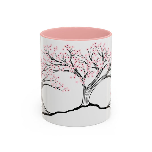 “Spring in Bloom”, IMAGINE™ Series, Hand-Drawn Art Print, White Ceramic Accent Mug—1 of 4 Seasons Collection—15 oz or 11 oz