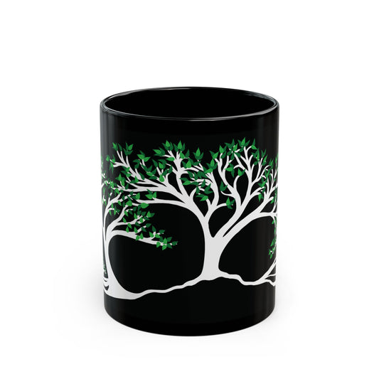 “Summer Dream”, IMAGINE™ Series, Hand-Drawn Art Print, Black Ceramic Mug—2 of 4 Seasons Collection—15 oz or 11 oz