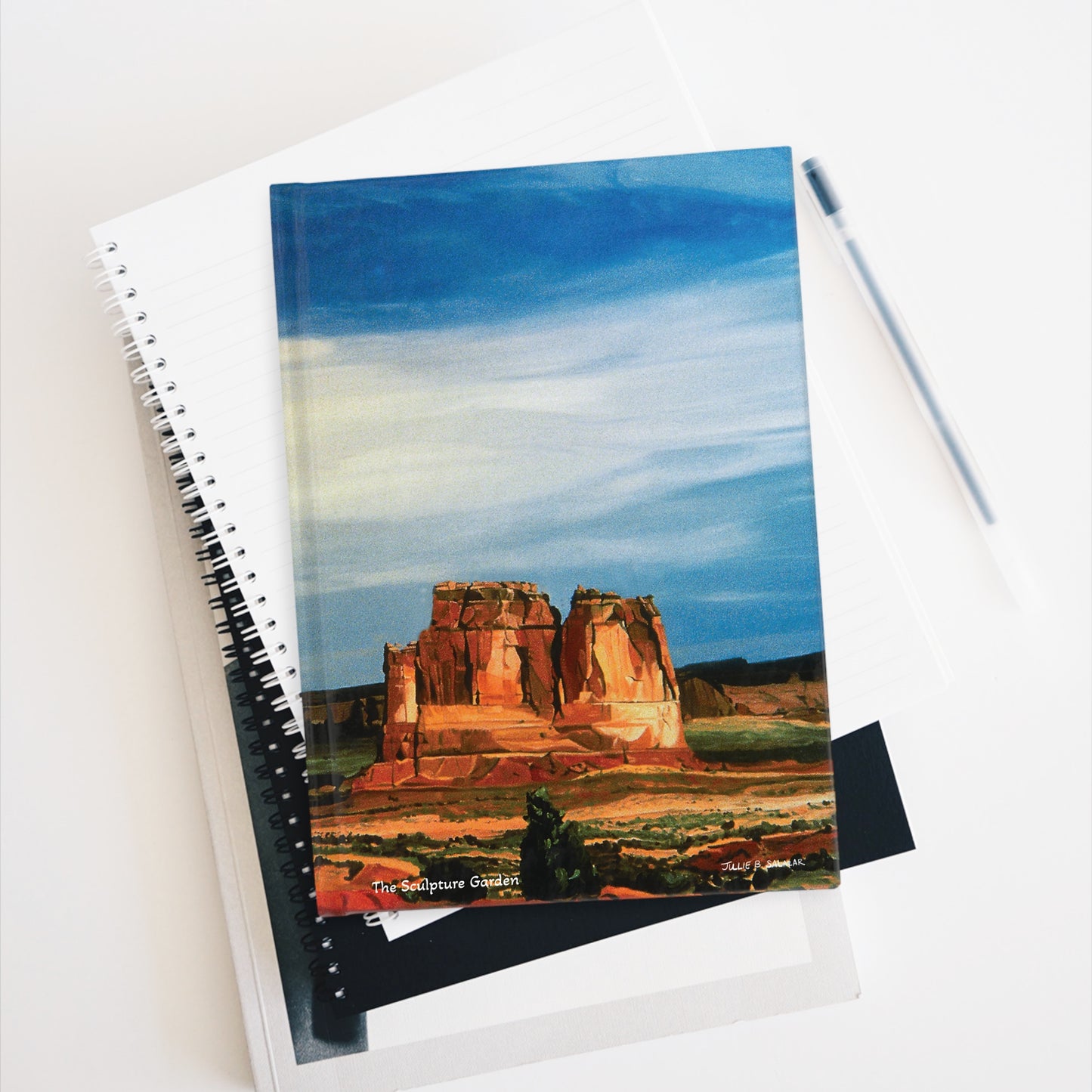 "The Sculpture Garden", Southwest Landscape, Oil on Canvas Art Print, Hardcover Journal—Lined or Blank