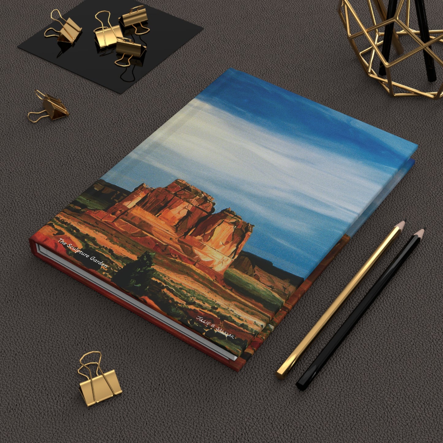 "The Sculpture Garden", Southwest Landscape, Oil on Canvas Art Print, Hardcover Journal—Lined or Blank