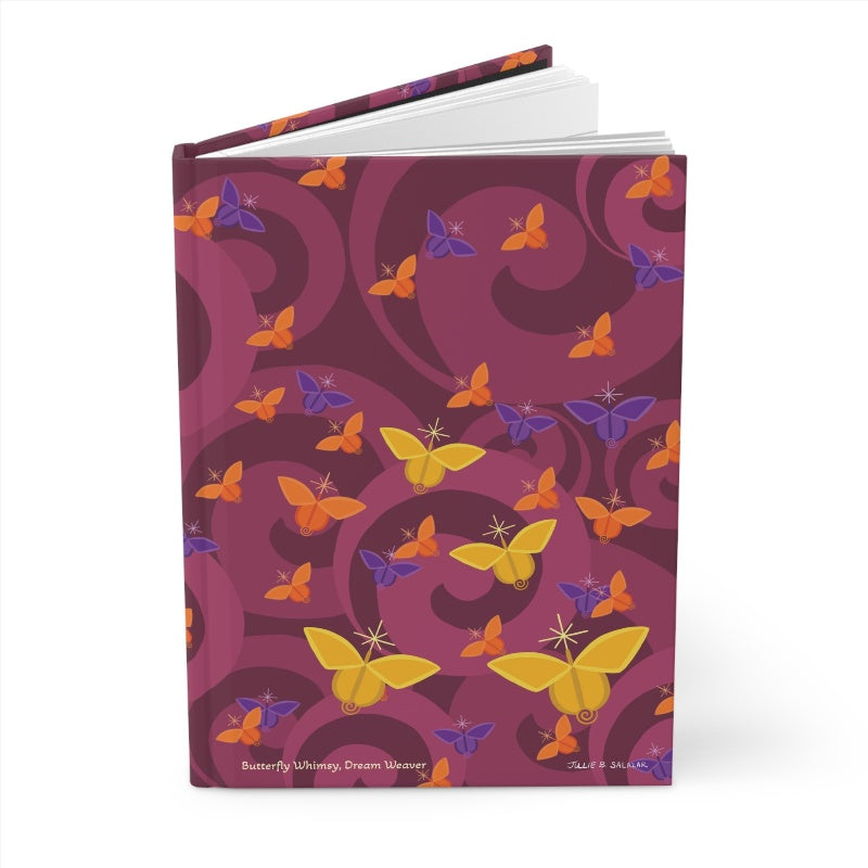 “Butterfly Whimsy, Dream Weaver”, IMAGINE™ Series Hand-Drawn Art Print, Hardcover Journal—Option to Personalize—Lined or Blank