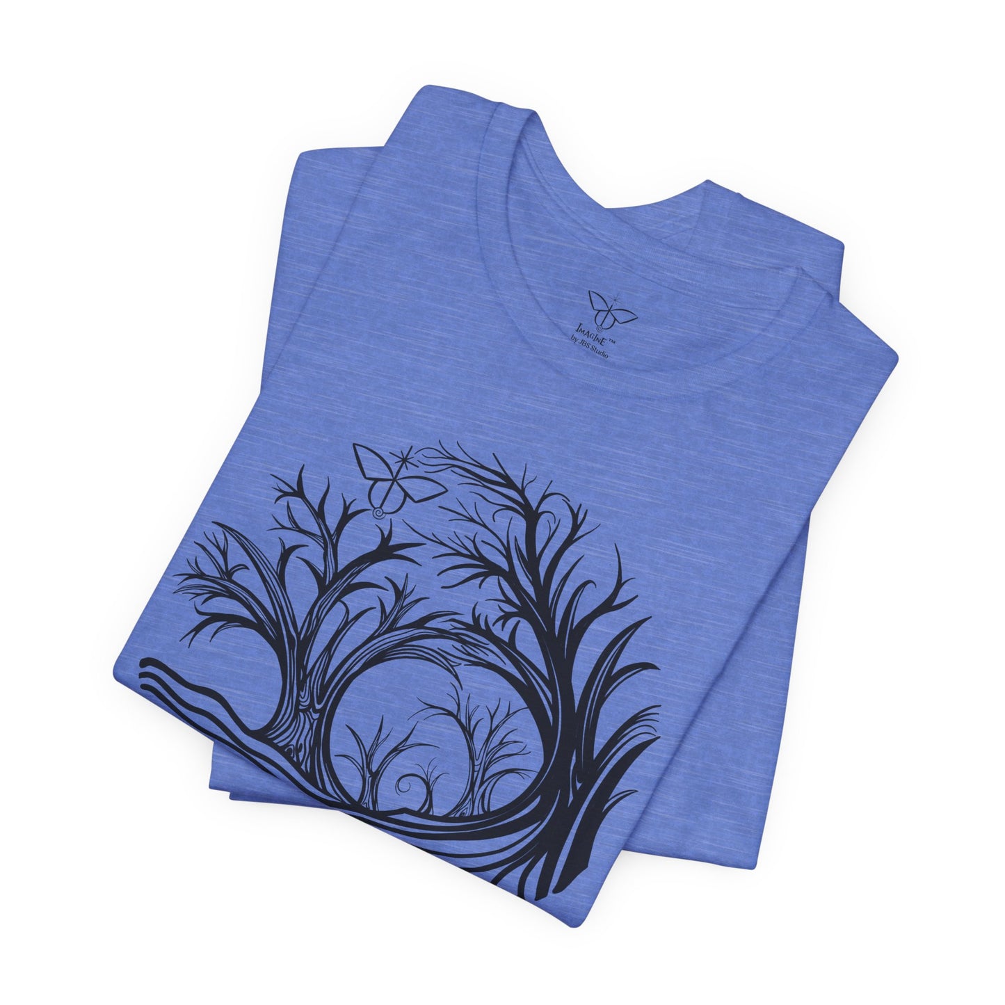 "Power Vision", IMAGINE™ Series, Hand-Drawn Butterfly Art Print, Bella+Canvas 3001 Unisex Jersey Short Sleeve Tee