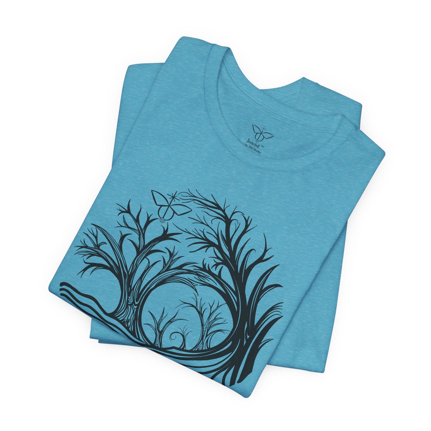 "Power Vision", IMAGINE™ Series, Hand-Drawn Butterfly Art Print, Bella+Canvas 3001 Unisex Jersey Short Sleeve Tee