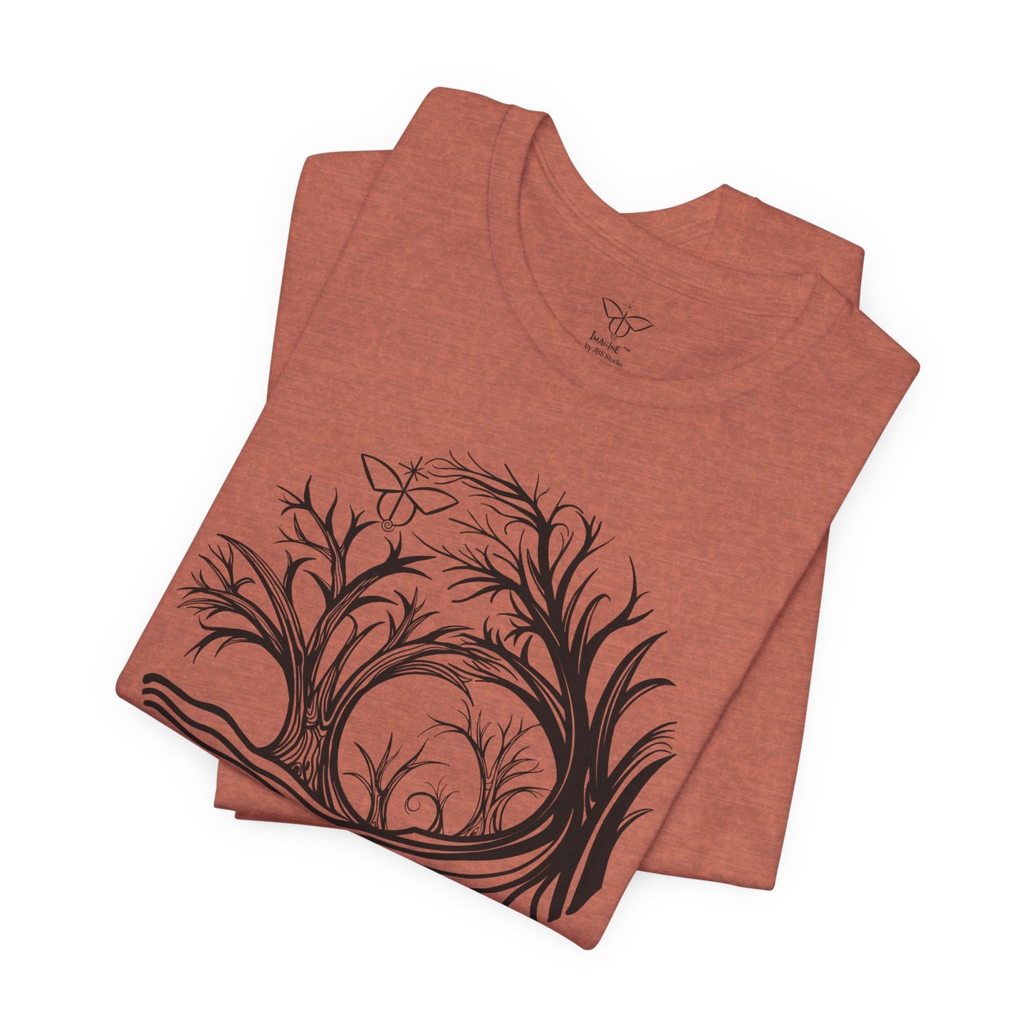 "Power Vision", IMAGINE™ Series, Hand-Drawn Butterfly Art Print, Bella+Canvas 3001 Unisex Jersey Short Sleeve Tee