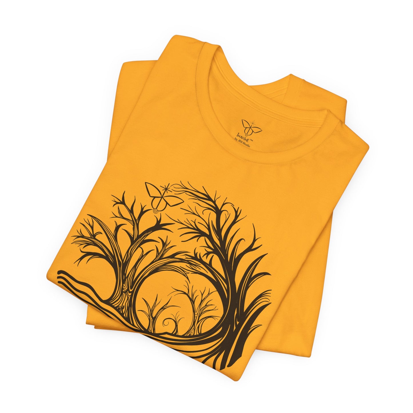 "Power Vision", IMAGINE™ Series, Hand-Drawn Butterfly Art Print, Bella+Canvas 3001 Unisex Jersey Short Sleeve Tee