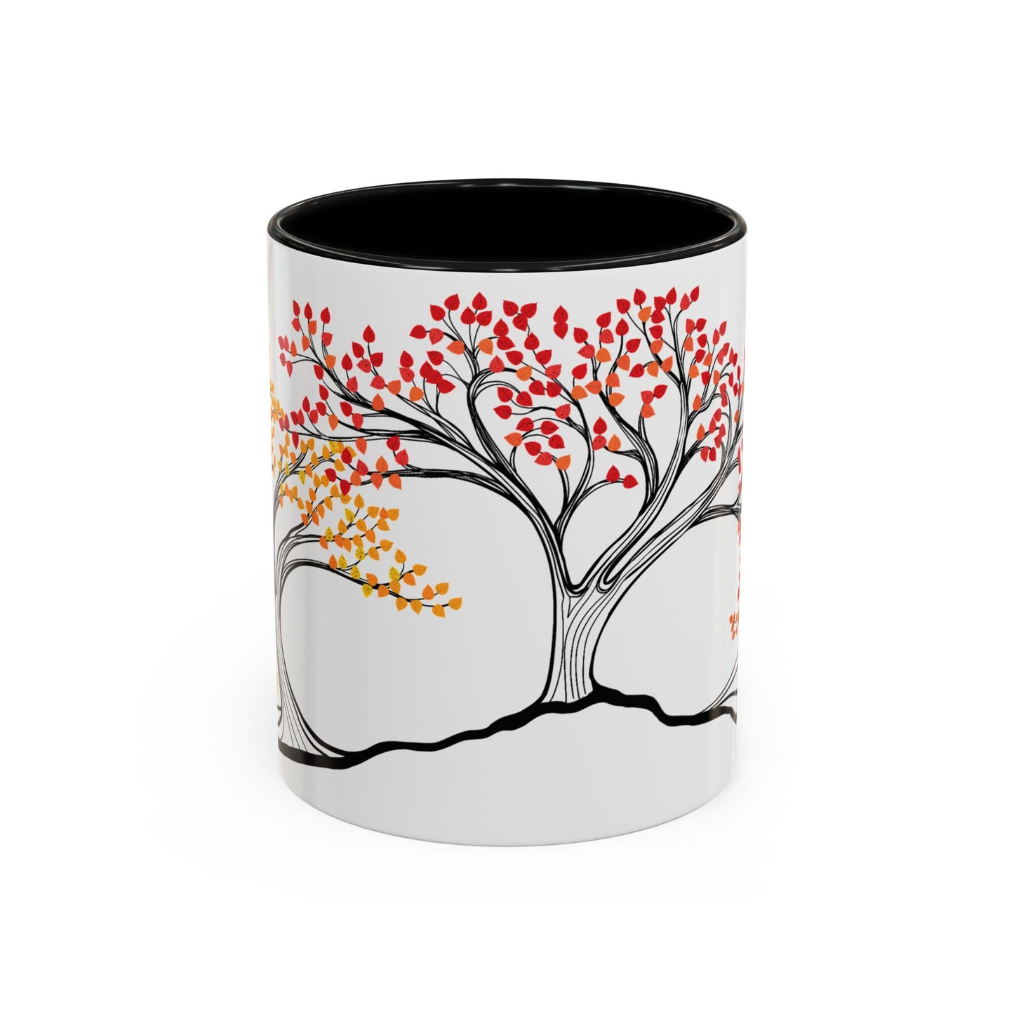 “Autumn Glory”, IMAGINE™ Series, Hand-Drawn Art Print, White Ceramic Accent Mug—3 of 4 Seasons Collection—15 oz or 11 oz