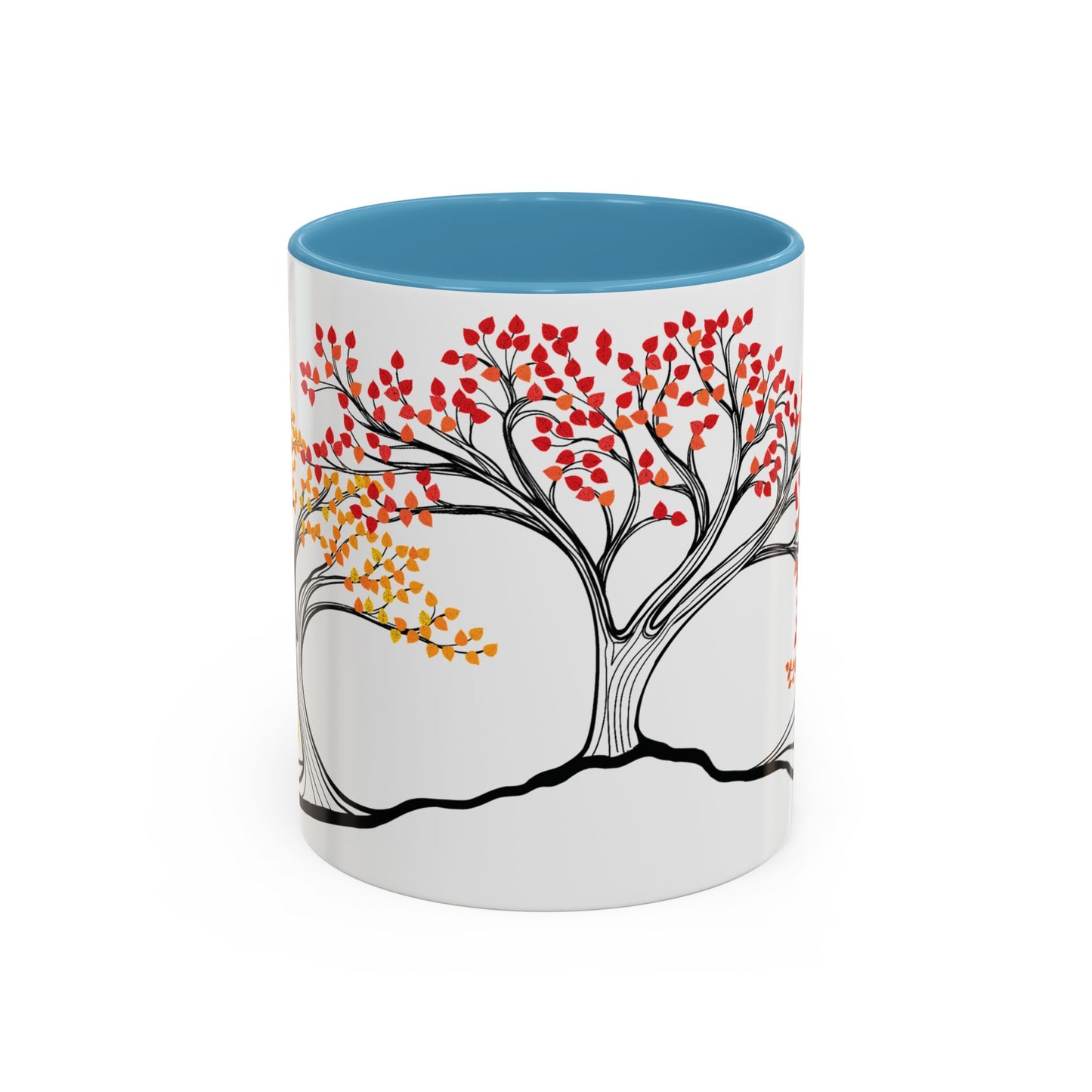 “Autumn Glory”, IMAGINE™ Series, Hand-Drawn Art Print, White Ceramic Accent Mug—3 of 4 Seasons Collection—15 oz or 11 oz