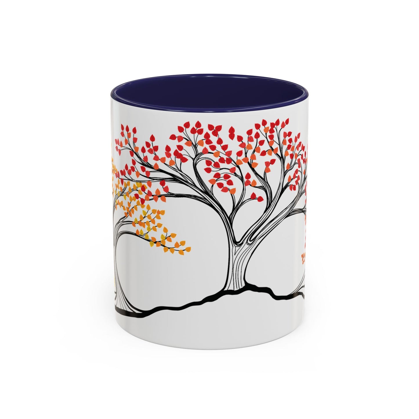 “Autumn Glory”, IMAGINE™ Series, Hand-Drawn Art Print, White Ceramic Accent Mug—3 of 4 Seasons Collection—15 oz or 11 oz