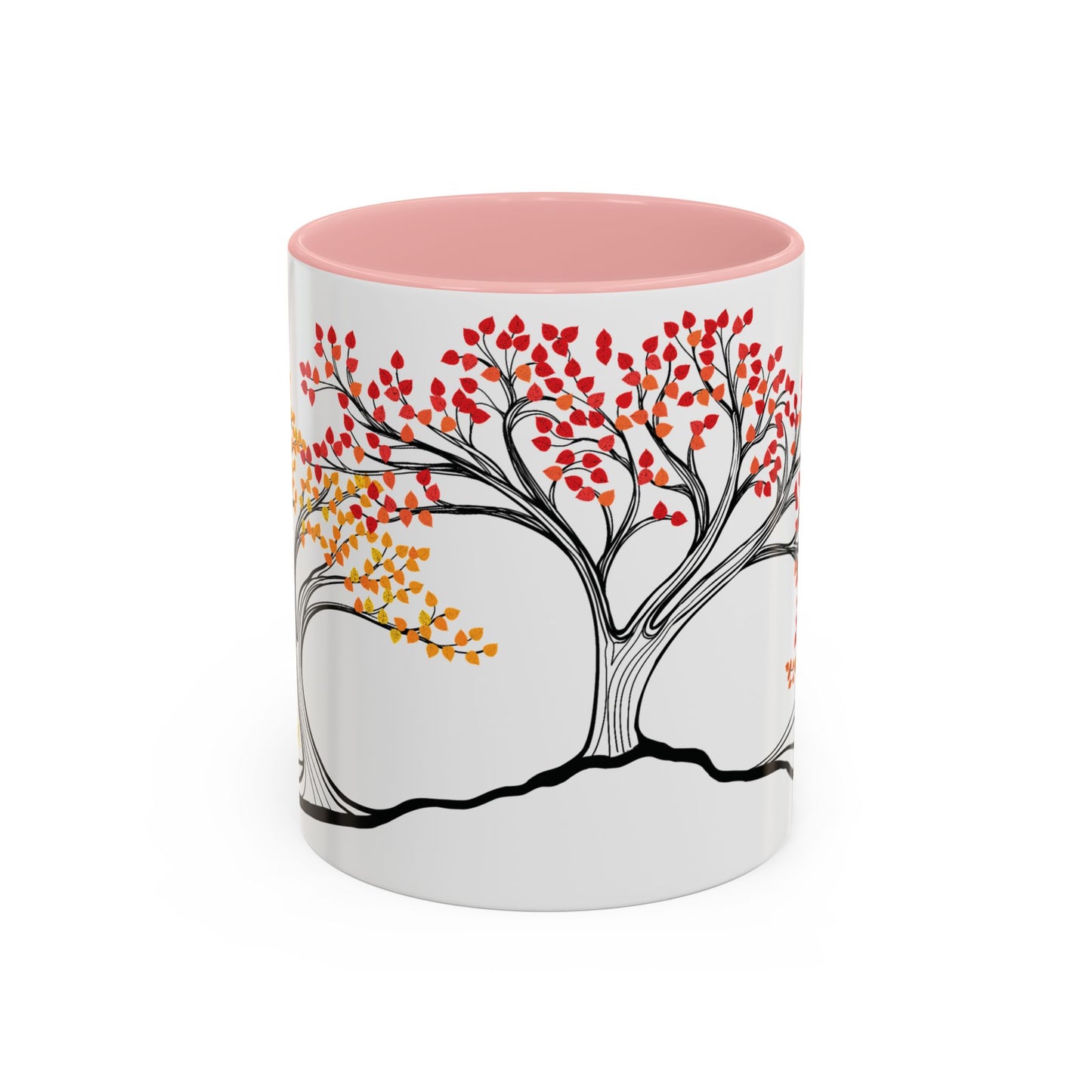 “Autumn Glory”, IMAGINE™ Series, Hand-Drawn Art Print, White Ceramic Accent Mug—3 of 4 Seasons Collection—15 oz or 11 oz