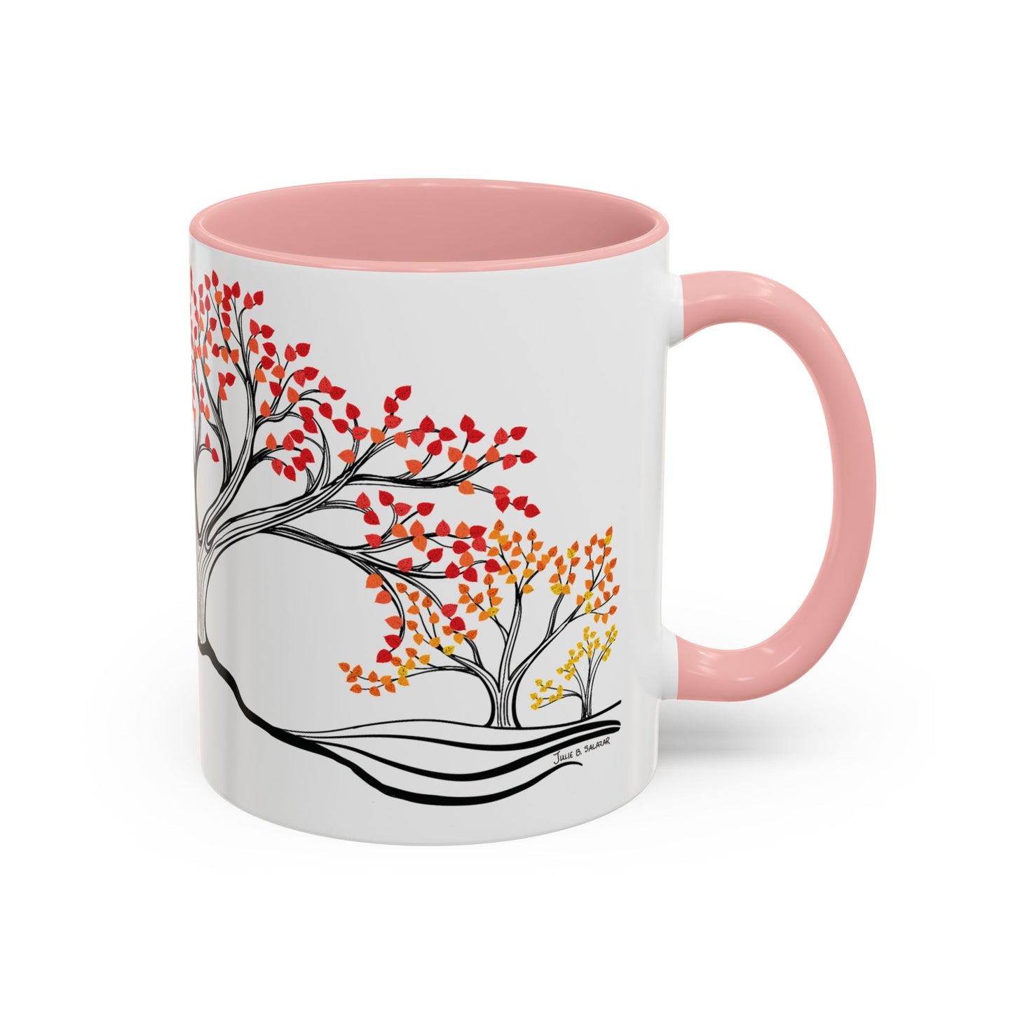 “Autumn Glory”, IMAGINE™ Series, Hand-Drawn Art Print, White Ceramic Accent Mug—3 of 4 Seasons Collection—15 oz or 11 oz