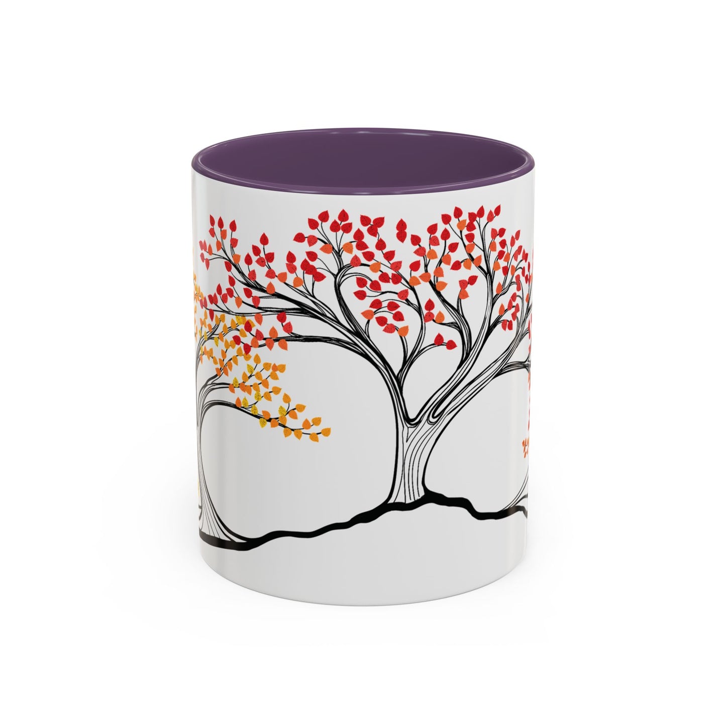 “Autumn Glory”, IMAGINE™ Series, Hand-Drawn Art Print, White Ceramic Accent Mug—3 of 4 Seasons Collection—15 oz or 11 oz