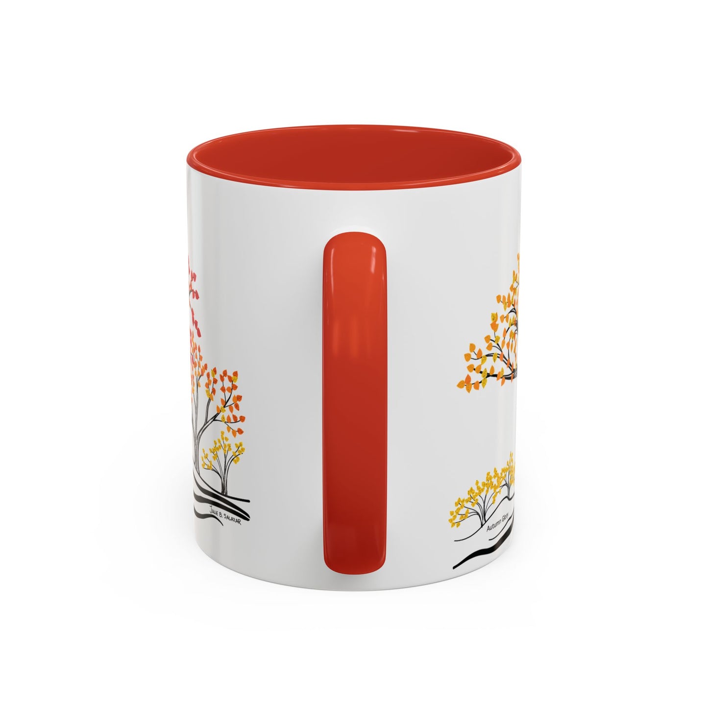 “Autumn Glory”, IMAGINE™ Series, Hand-Drawn Art Print, White Ceramic Accent Mug—3 of 4 Seasons Collection—15 oz or 11 oz
