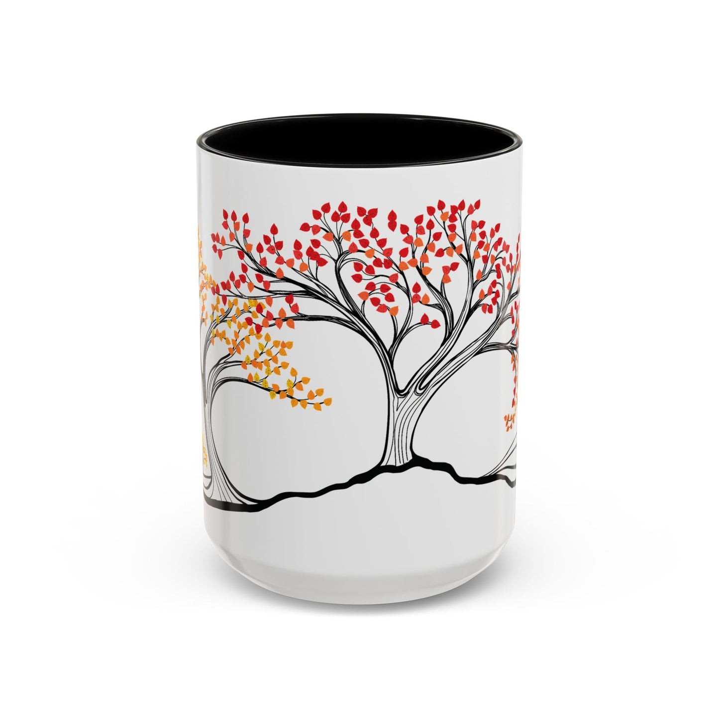 “Autumn Glory”, IMAGINE™ Series, Hand-Drawn Art Print, White Ceramic Accent Mug—3 of 4 Seasons Collection—15 oz or 11 oz