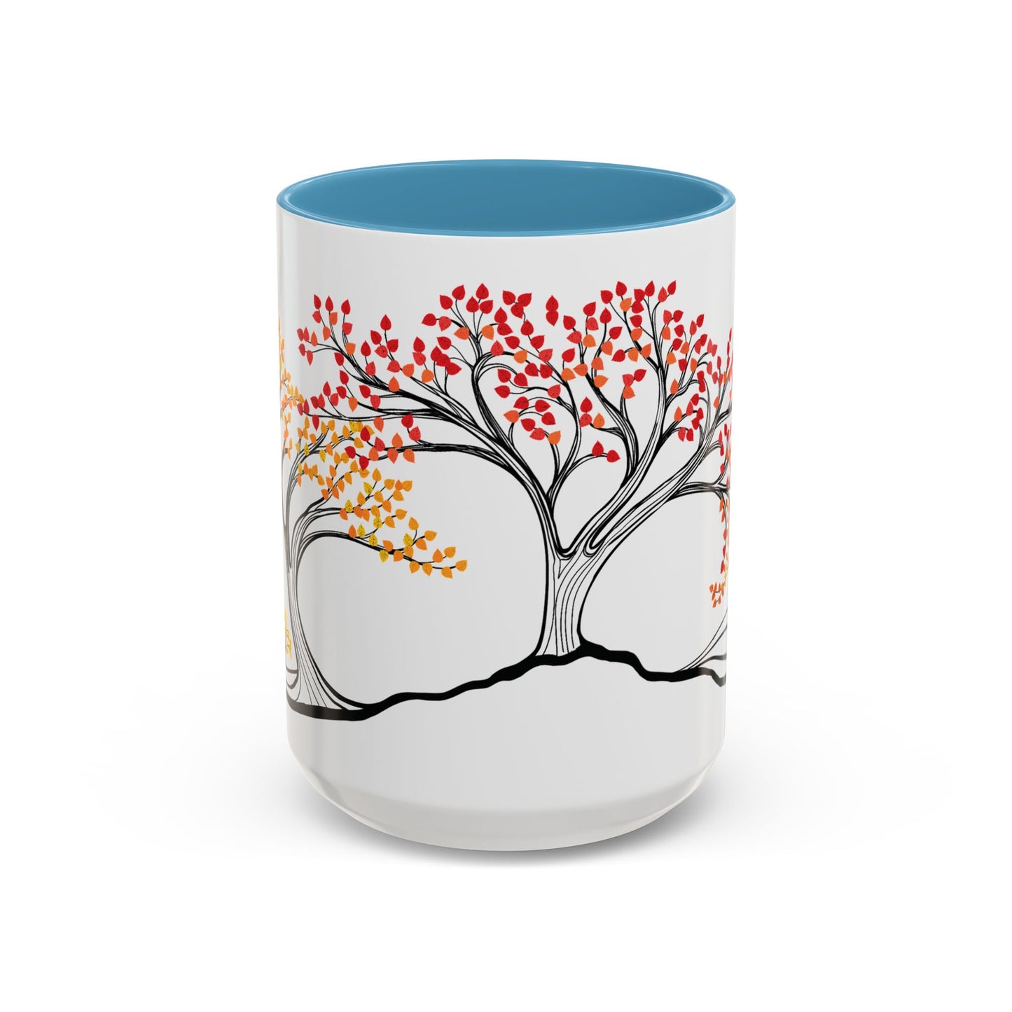 “Autumn Glory”, IMAGINE™ Series, Hand-Drawn Art Print, White Ceramic Accent Mug—3 of 4 Seasons Collection—15 oz or 11 oz