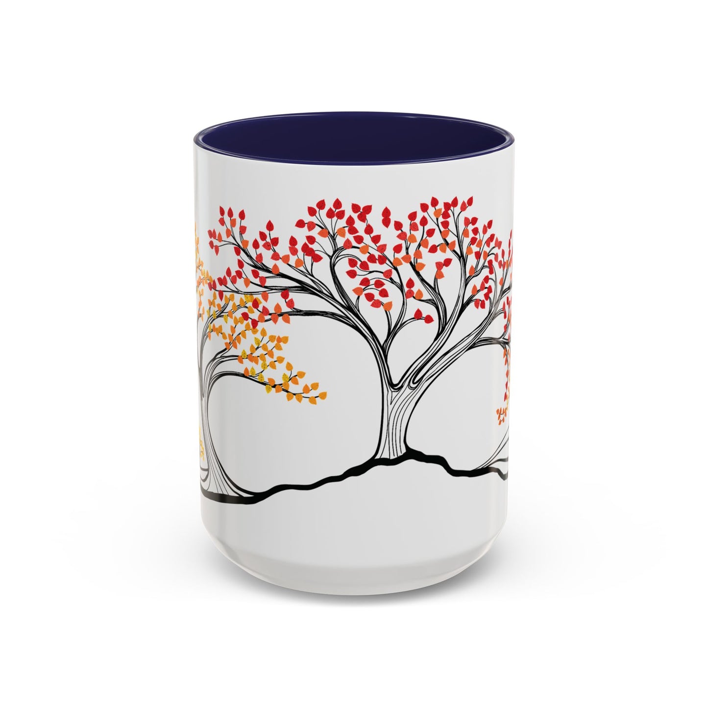 “Autumn Glory”, IMAGINE™ Series, Hand-Drawn Art Print, White Ceramic Accent Mug—3 of 4 Seasons Collection—15 oz or 11 oz