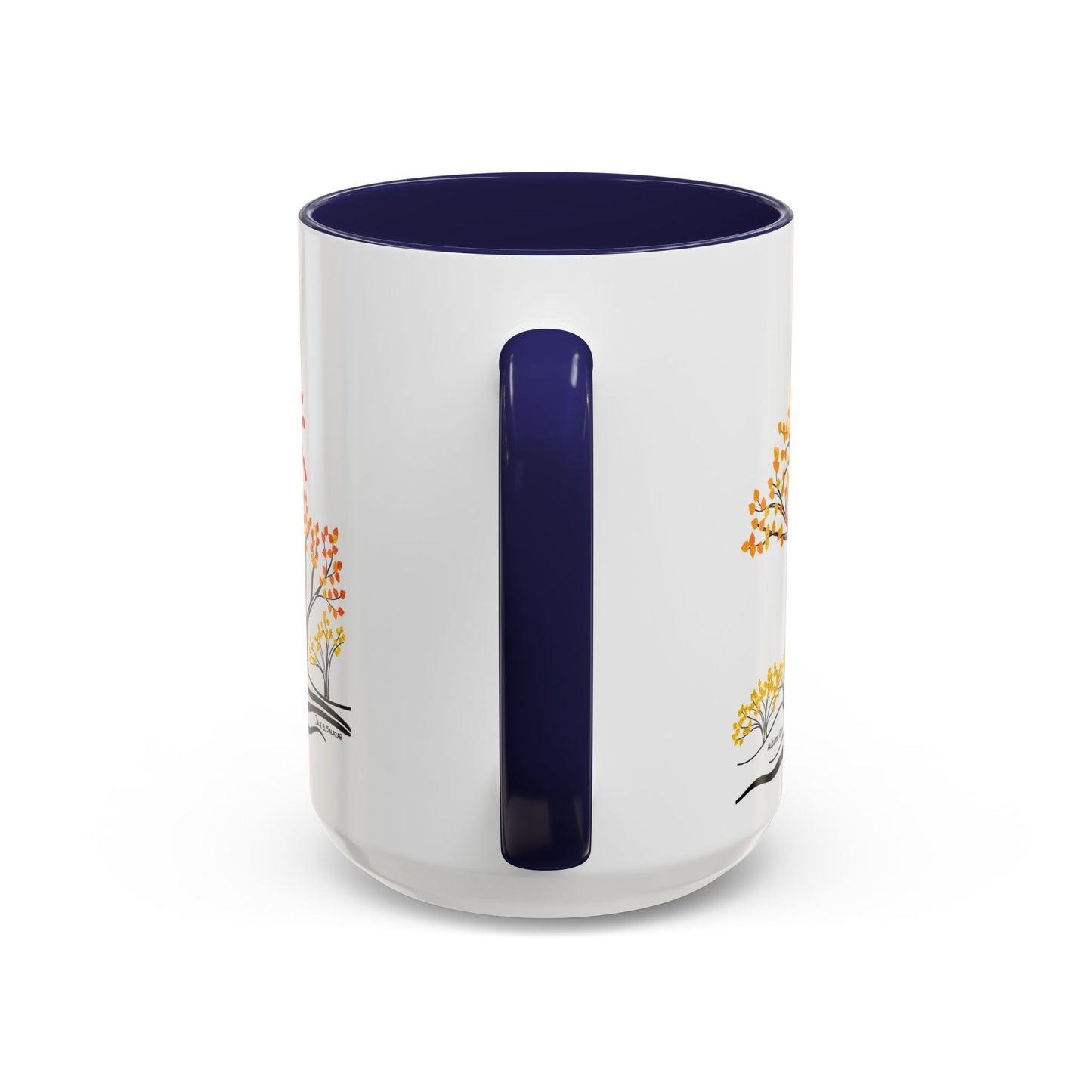 “Autumn Glory”, IMAGINE™ Series, Hand-Drawn Art Print, White Ceramic Accent Mug—3 of 4 Seasons Collection—15 oz or 11 oz