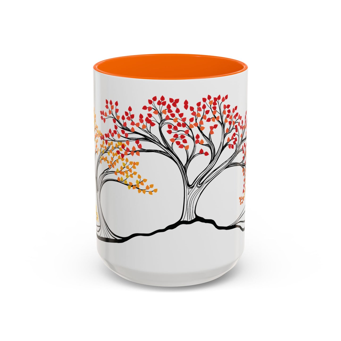 “Autumn Glory”, IMAGINE™ Series, Hand-Drawn Art Print, White Ceramic Accent Mug—3 of 4 Seasons Collection—15 oz or 11 oz